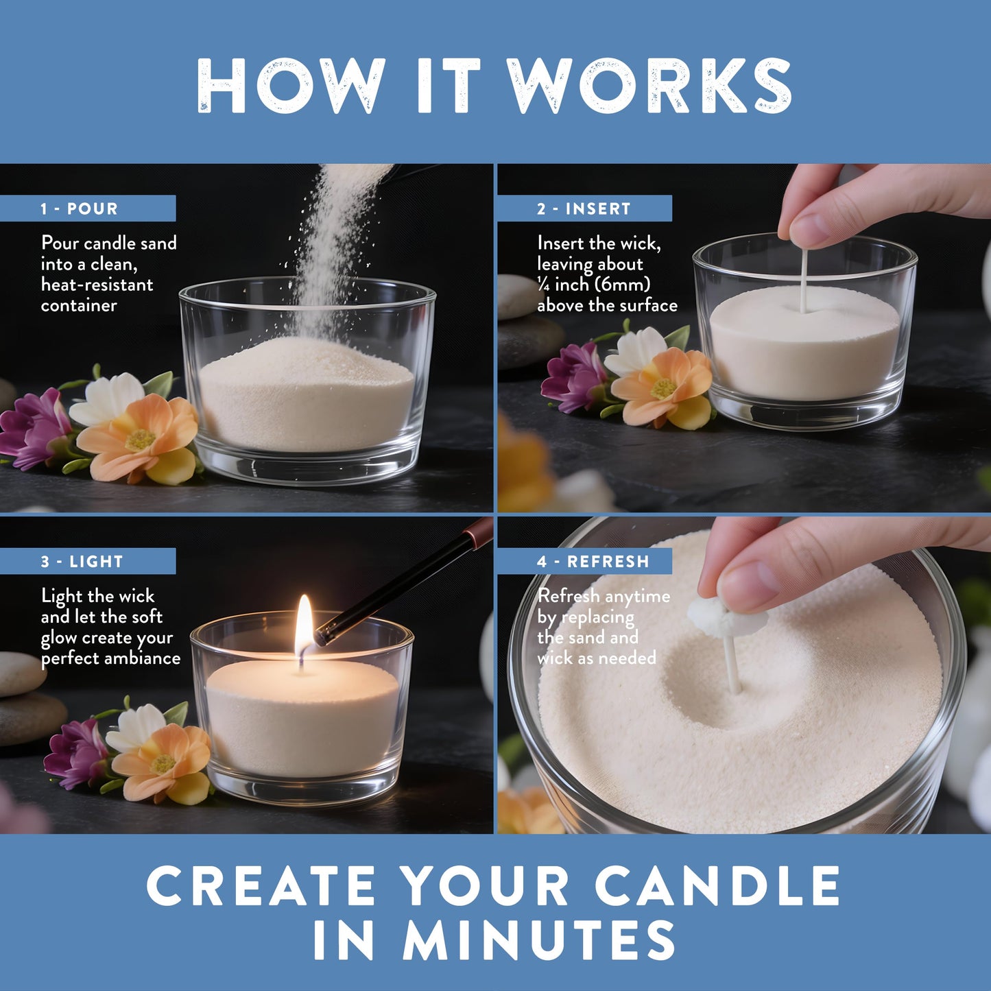 LIVINVIBE Pearled Candle Sand 10.5 oz (300g) – Midnight Ocean Scented Candle, Dark Blue Color, Relaxing Aromatherapy, Home Decor, Stress Relief, Long-Lasting Burn