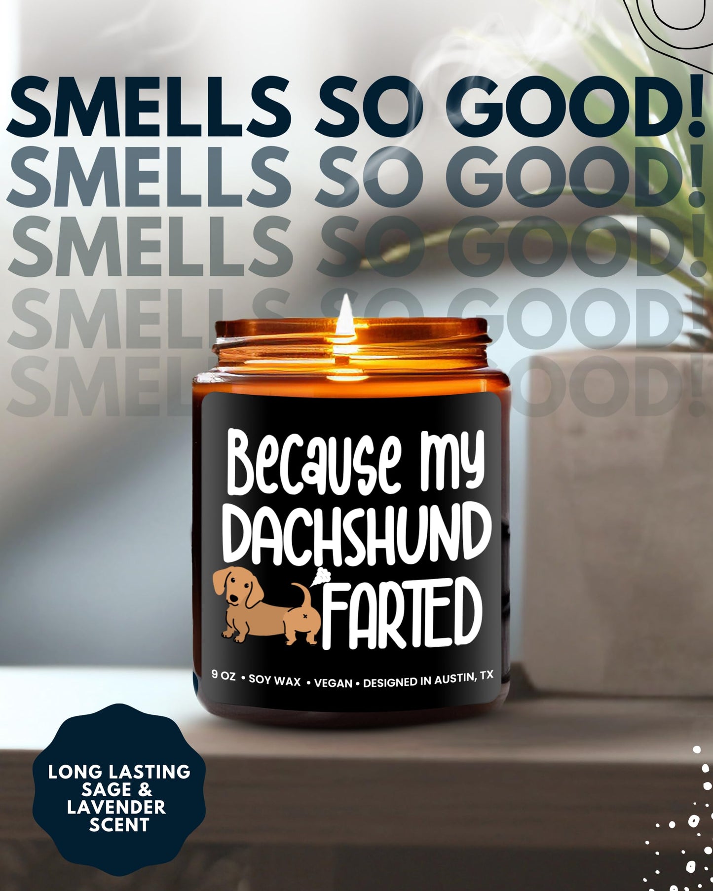 Funny Dachshund Candle, Dachshund Gifts for Women and Men, Unique Funny Pet-Themed Gift Ideas, Best Present for Pet Lovers, Perfect Presents for Dog Mom & Dog Dad, Birthday, Christmas, Gift-Ready