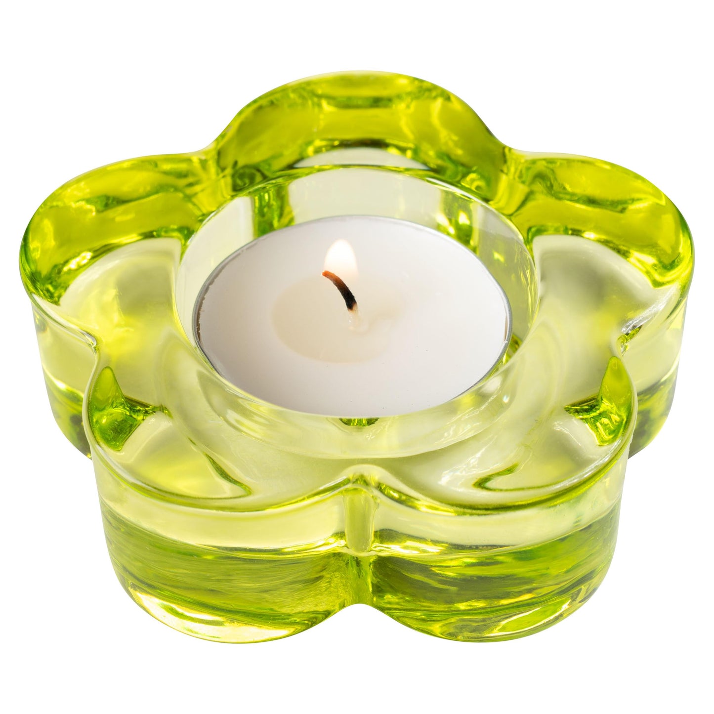 Karma Glass Flower Tealight Holder - Chunky Glass Candle Holder for Home & Party Decor, Wedding Table Centerpiece in Teal