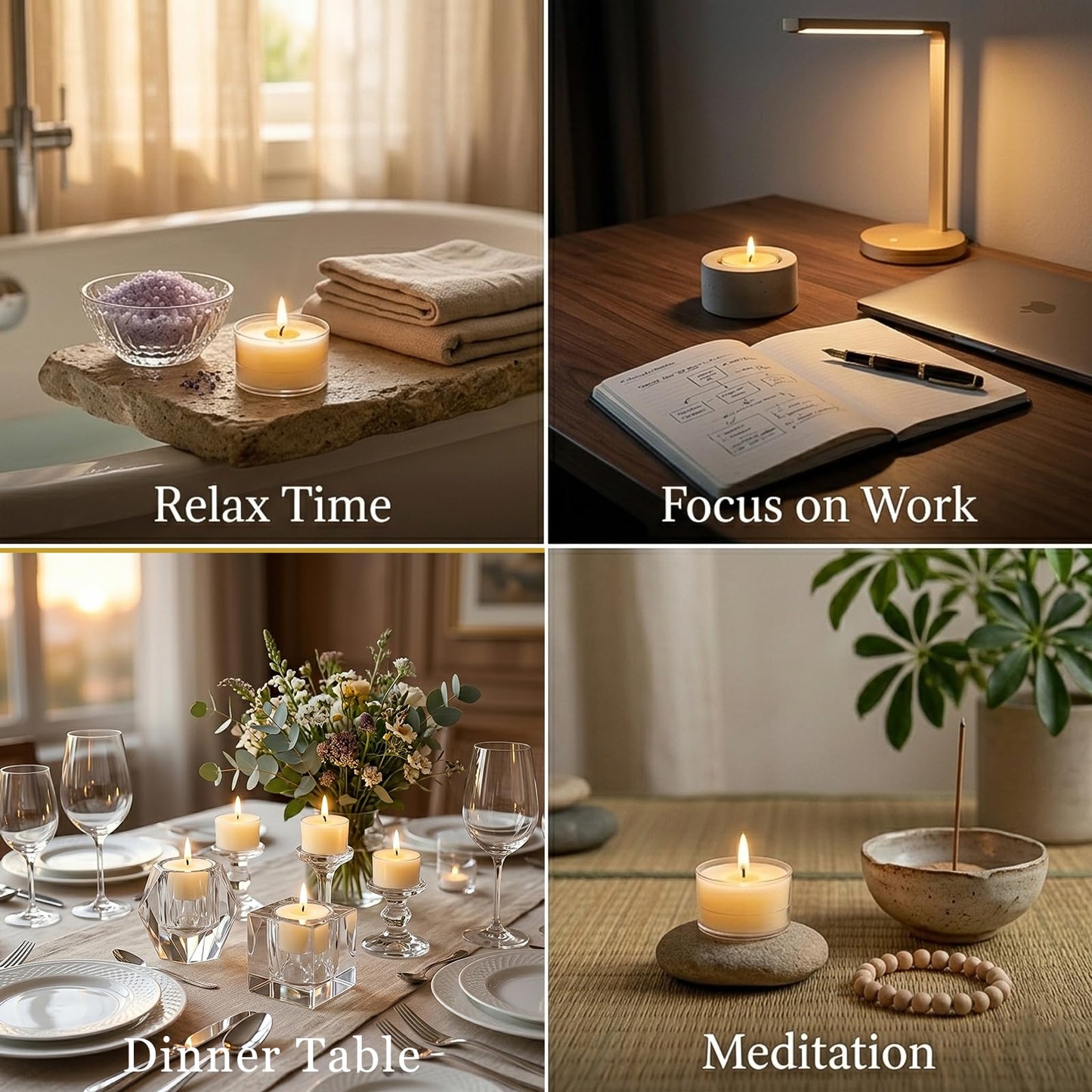 8 Hours Beeswax Tealight Candles White - 12 Pack - Handmade Natural Beeswax Tea Candles in Clear Cup | Smokeless Beeswax Tea Light Candles | for Home Deco, Fragrance, Relax