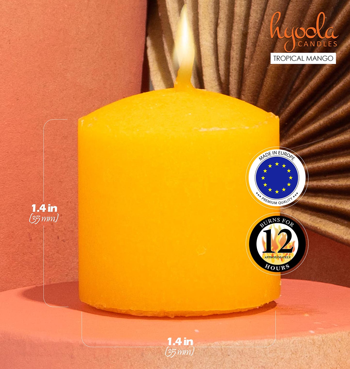 HYOOLA Scented Votive Candles - Tropical Mango Votive Candles -12 Hour Burn Time - 9 Pack - European Made