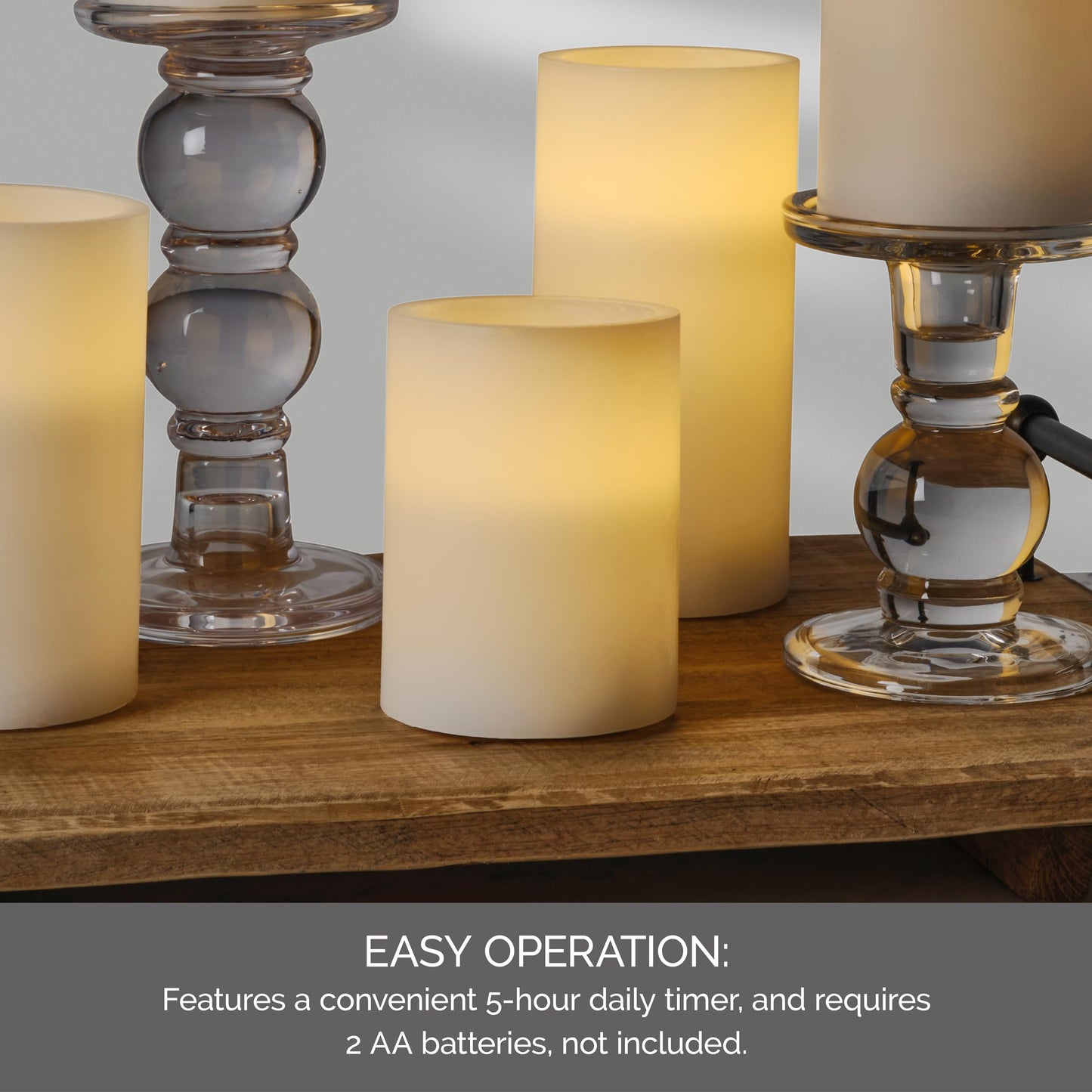 Mikasa 3x4 Inch White LED Wax Pillar Candle with Flickering Flame, Battery Operated Flameless Candle with 5-Hour Timer, Real Wax Finish for Home Decor and Seasonal Displays