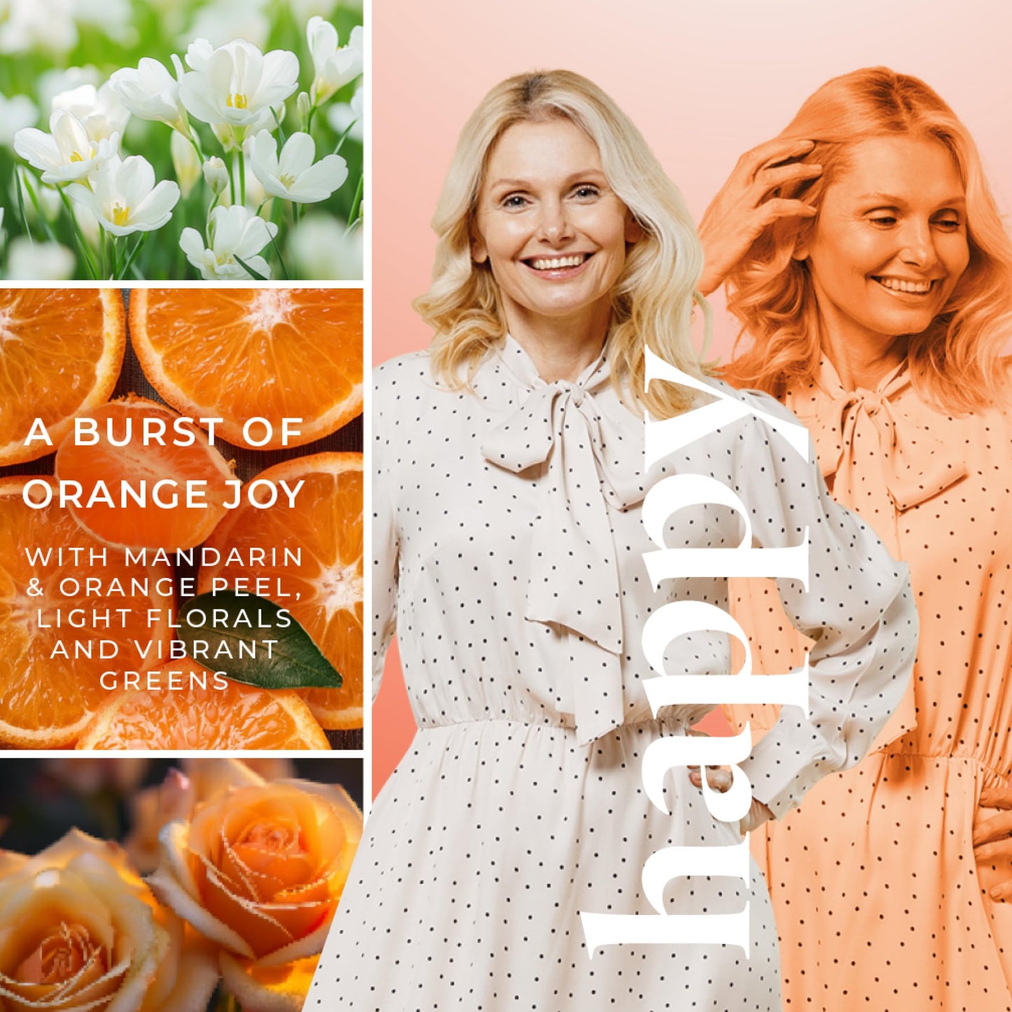 PartyLite Happy Scented, with Notes of Madagascar Mandarin and Orange Peel, 14.1oz 2-Wick Ombre Jar Candle, 24-48 Hour Burn Time, Part of The Mood Collection, Citrus & Floral, Perfect for Gifting