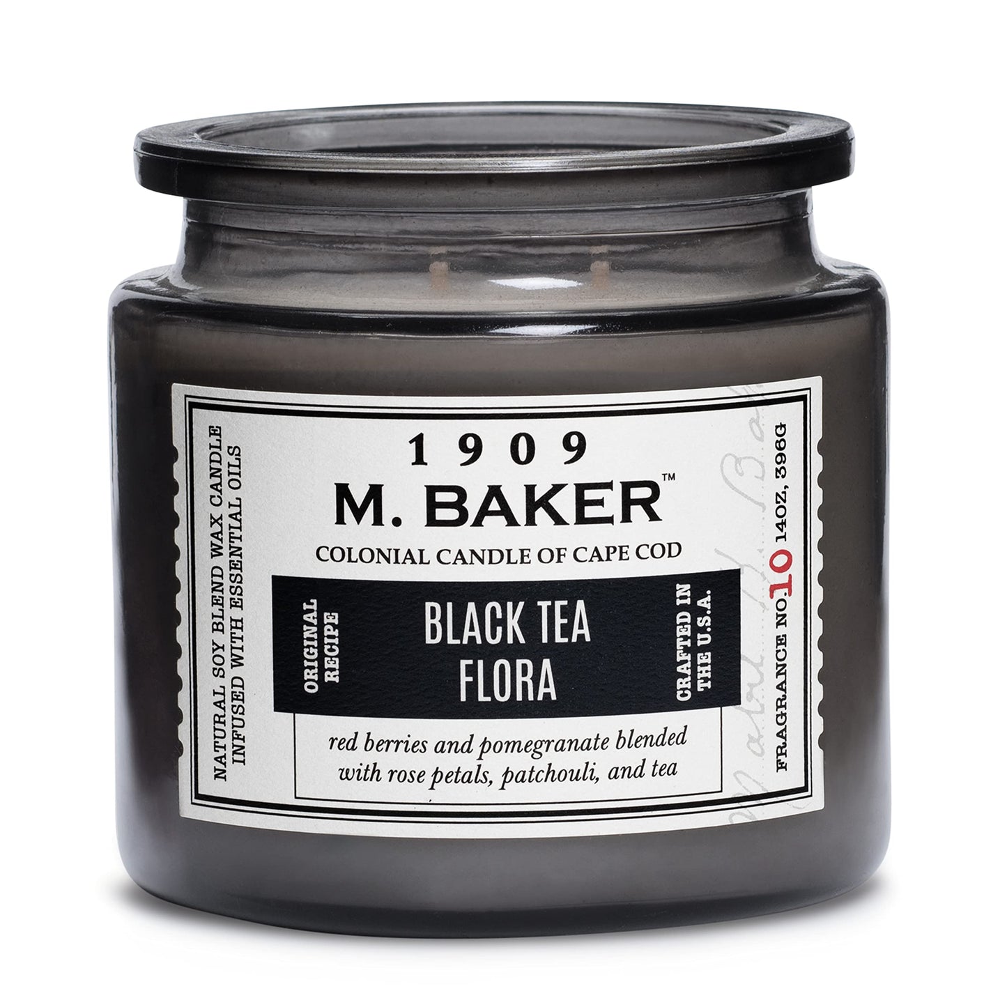 Colonial Candle Black Tea Flora Scented Jar Candle | 2-Wick Natural Soy Blend Wax Candle for Home | Relaxing Aromatherapy Candle Infused with Essential Oils | M. Baker Apothecary Glass Jar Candle