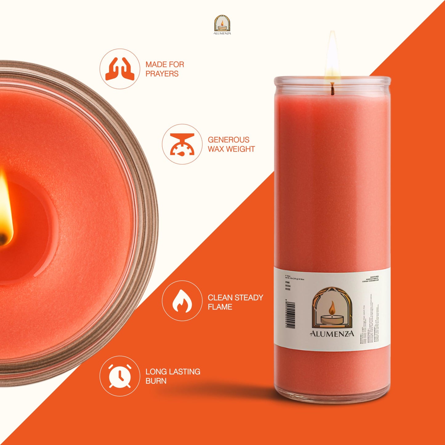 Alumenza 6 Pack Divino Níno Jesus Candle in Glass Jar 90 Hours – Paraffin Wax, Clean Burning Unscented | Large & Tall Devotional Prayer Pillar Candles for Home, Memorial, Rituals