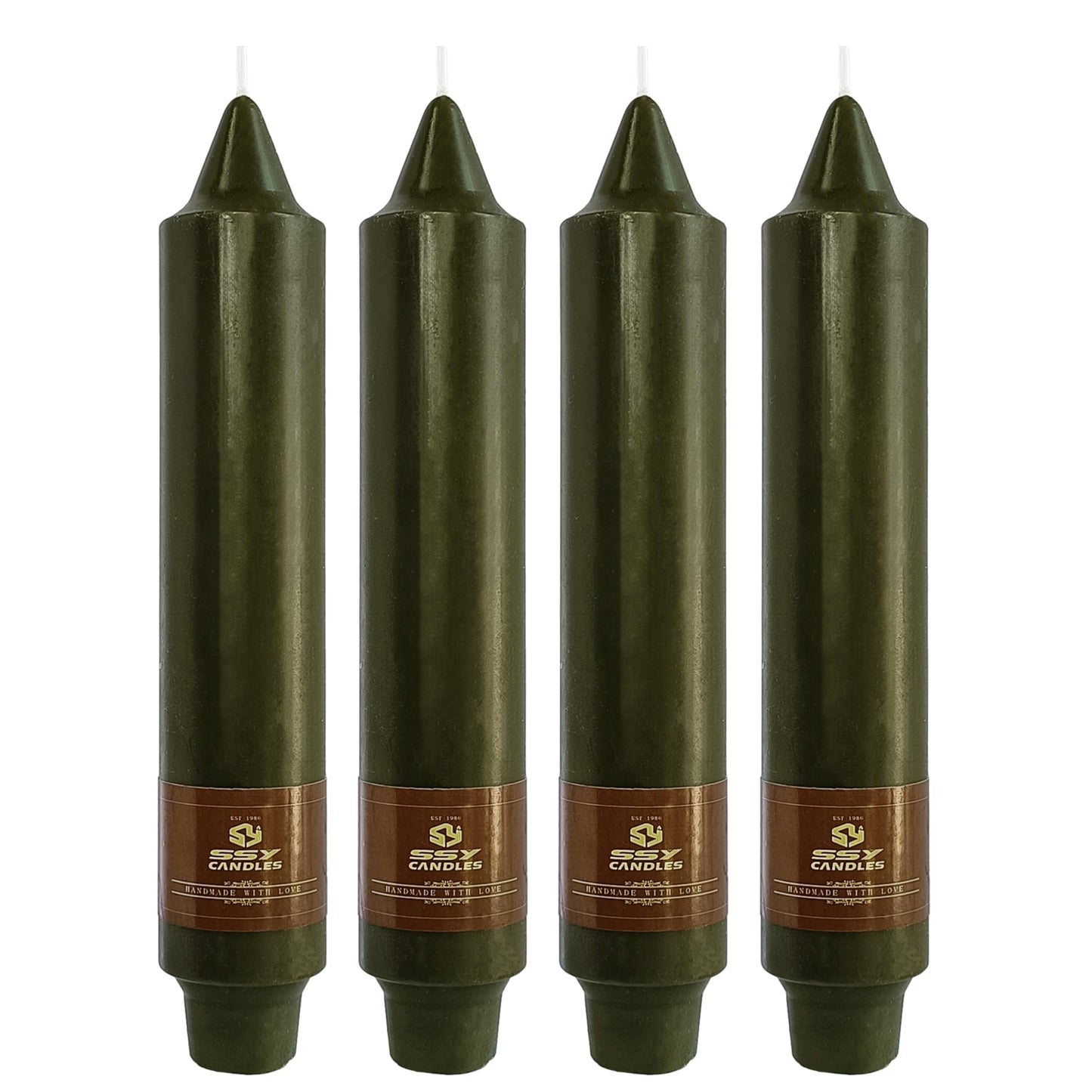 Olive Candles 4 PCS Taper Candle Unscented Tapered 7 inch Smokeless Candlesticks Candles Sticks Gift Idea Table Decor Housewarming Dinner