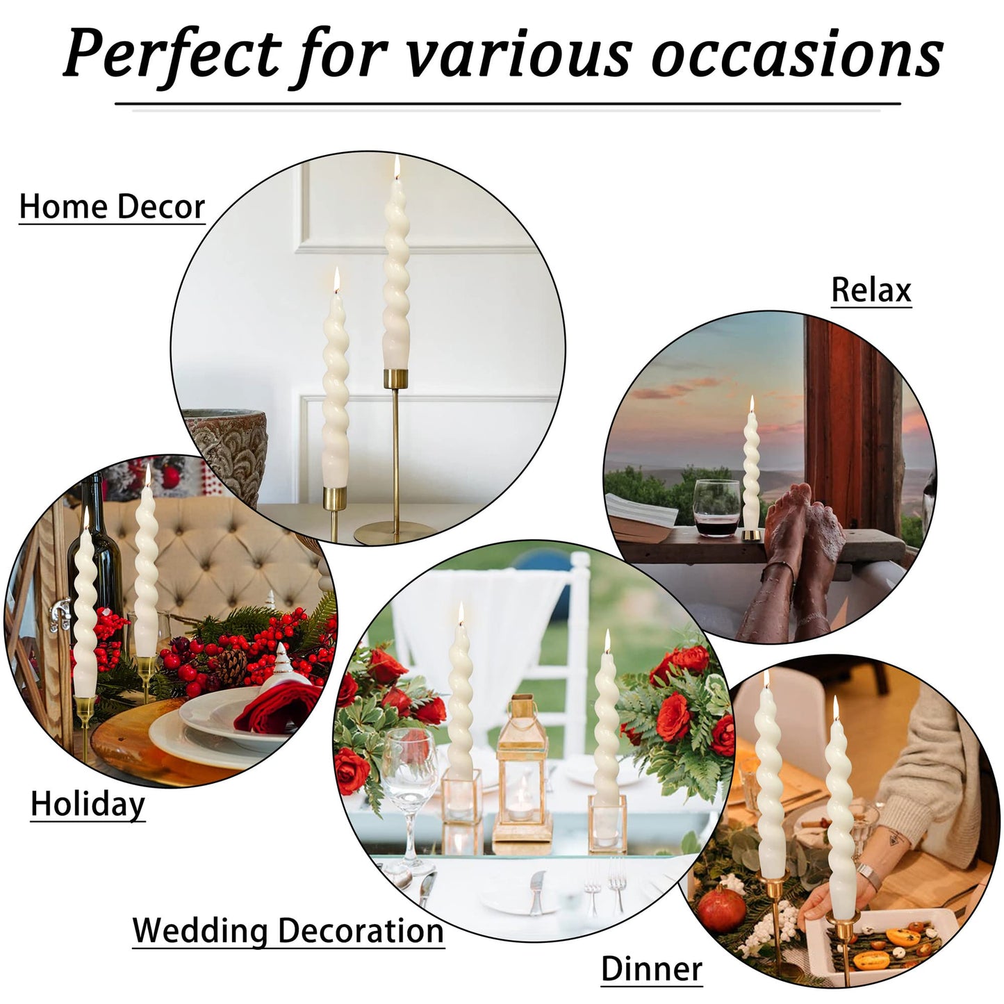 8pcs Short Taper Candle Spiral Candles,Gedengni White Candle Sticks Beige Twisted Candlesticks Swirl Tapered Candles for Home Décor Dinner Weddings Holiday Women Gifts