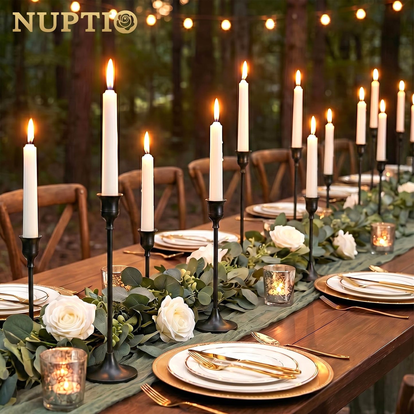 Nuptio 3 Pcs Black Candlestick Holders Taper Candles Holder Candle Stick Holder for Dining Table Halloween Candle Holders for Tapered Candles Decorative Centerpiece for Christmas Party Housewarming