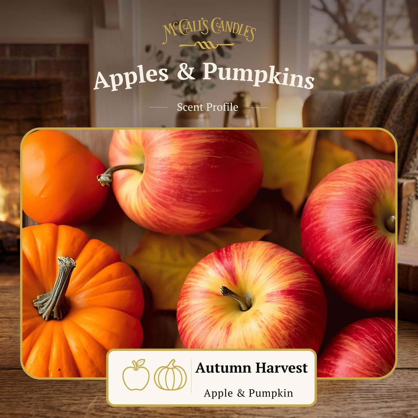 McCall’s Candles | Apples & Pumpkins | 26 oz Scented Candle | USA-Poured | Vintage Rustic Jar with Carrying Handle | Warm Spiced Harvest Fragrance