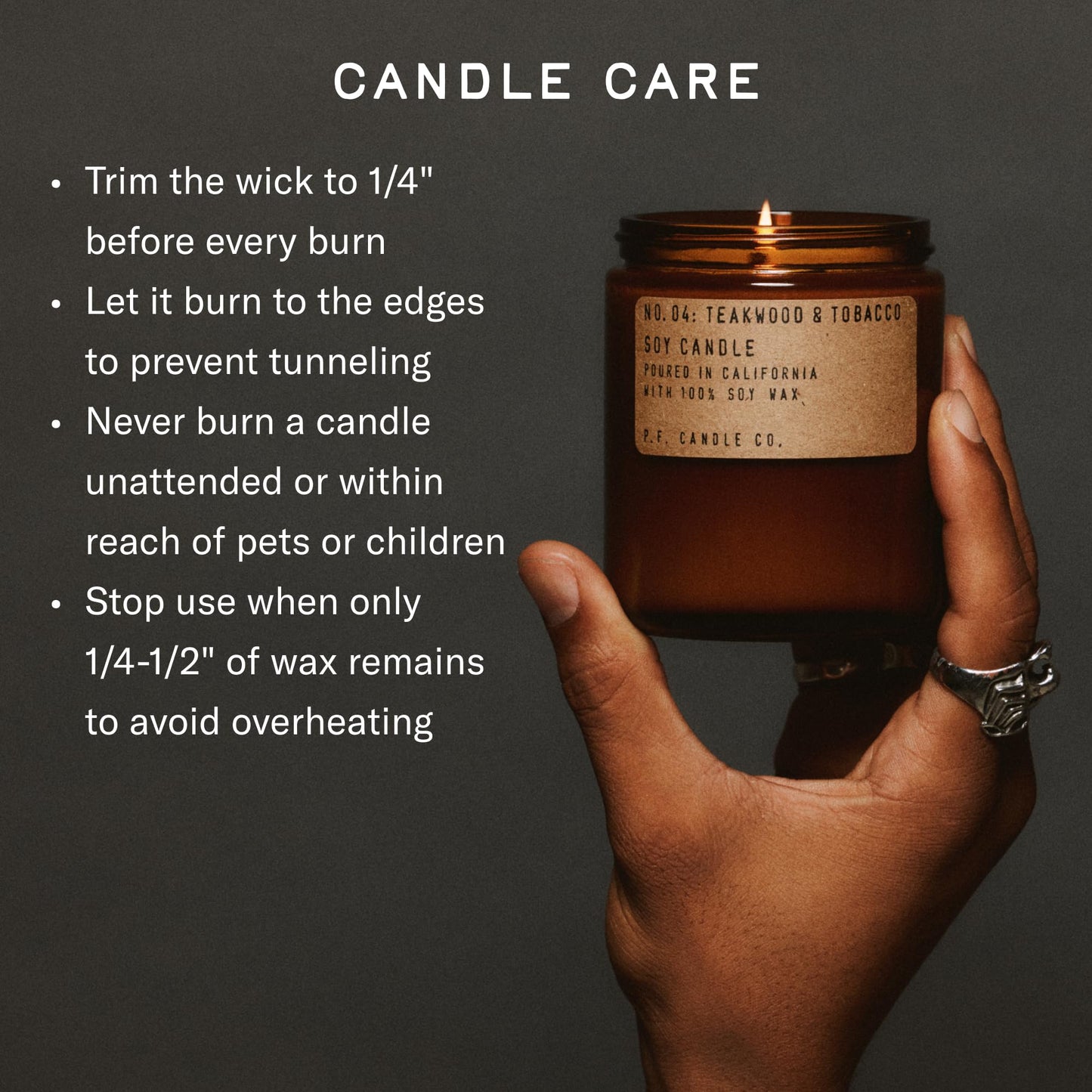 P.F. Candle Co. Sandalwood Rose Classic Standard Scented Soy Wax Candle (7.2 oz) 40-50 Hour Burn Time, Amber Glass Jar, Made in The U.S.A.