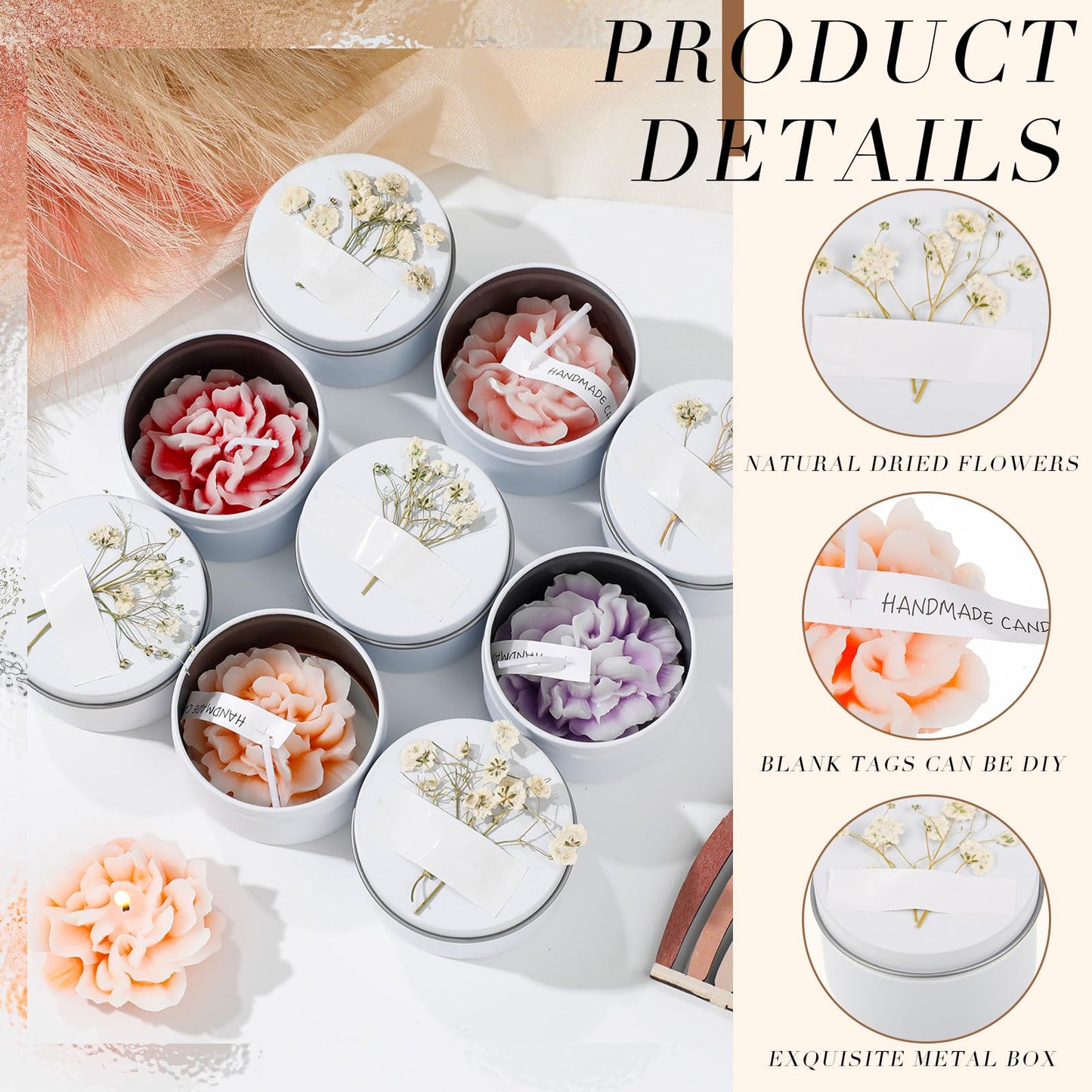 Threlaco 12 Pcs Flower Candles Scented Bridesmaid Gift Set Soy Wax Aromatherapy Candles Bulk for Wedding Bridal Shower Home Guests Women Valentines Mothers Day Anniversaries Favor(Mixed Color)