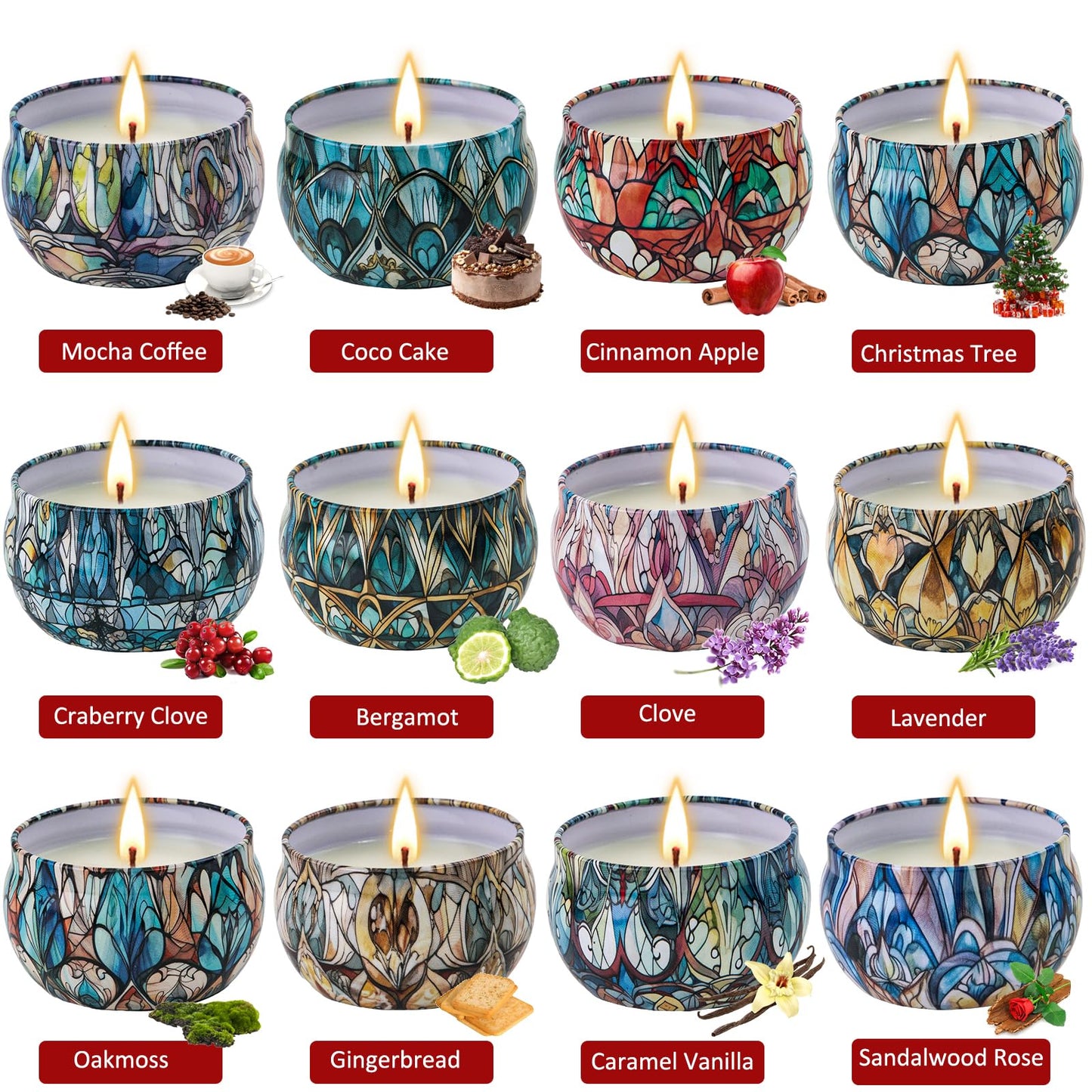 12 Pack Christmas Scented Candles Gifts Set for Women, Candles for Home Scented, 2.5 oz Soy Wax Aromatherapy Candle, Best Gifts for Women Thanksgiving Day Birthday Christmas