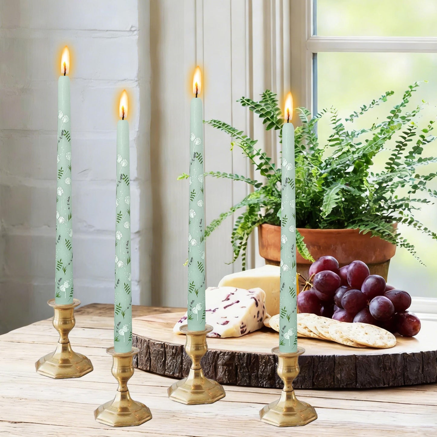 10 inch Blue Taper Candles Set of 4 - Dandelion Taper Candles Smokeless Candle - Slow Burning Candle Sticks for Home Wedding Dinner Holiday Party