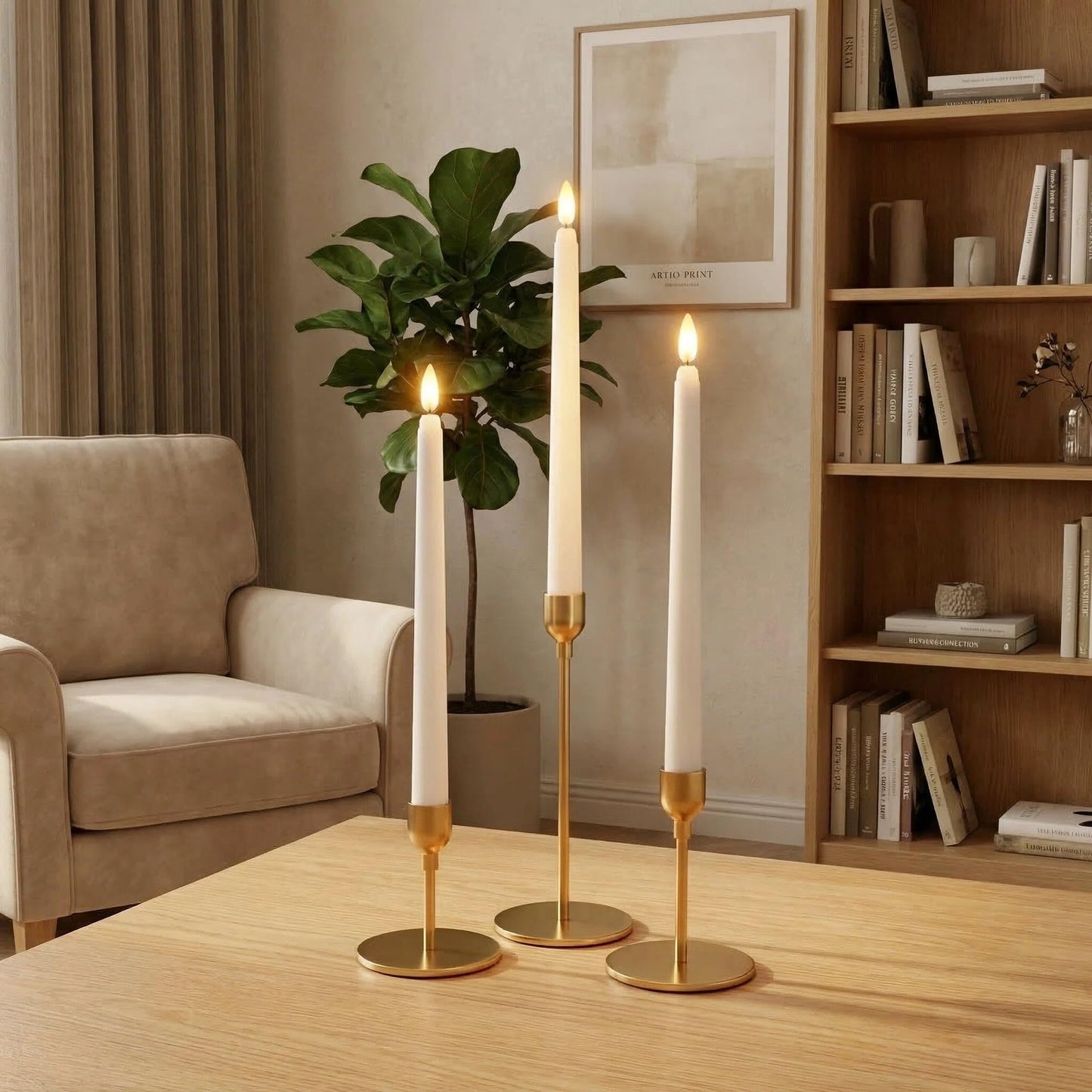 Ni-JASW White Flameless Taper Candles with Remote, Flickering Battery Powered LED Candlesticks Set of 4