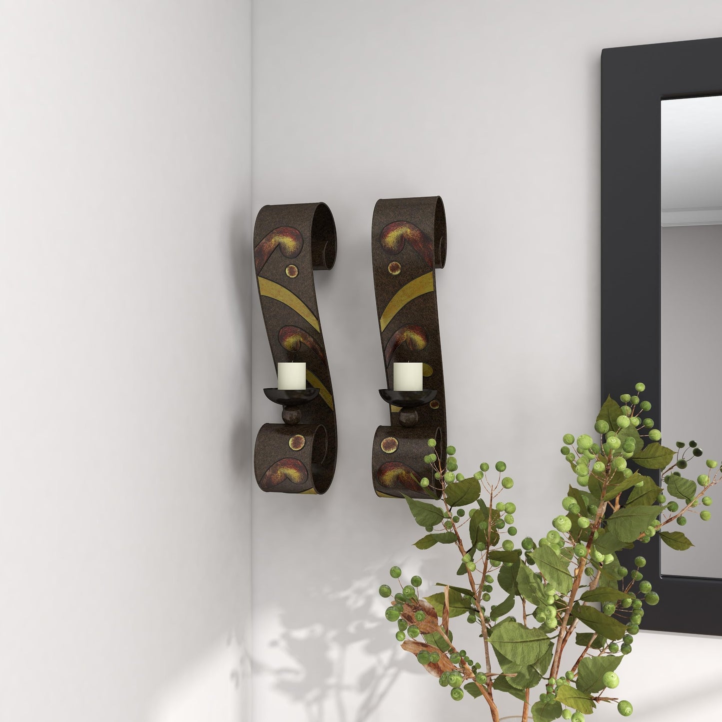 Deco 79 Traditional Metal Solid Wall Sconce, Set of 2 5"W, 19"H, Black