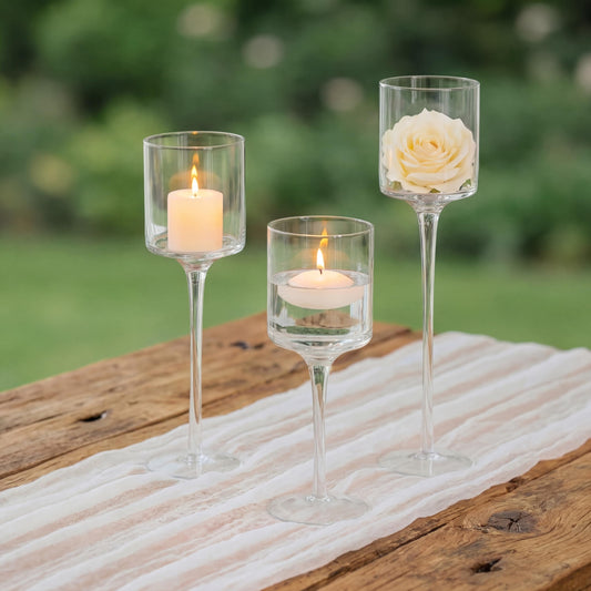 Nuptio 1 Set Tealight Candle Holder Tall Glass Candle Holder for Floating Candles, Glass Candle Holders for Pillar Candles, Tall Candle Holders for Table Centerpiece Home Party Wedding Table Decor