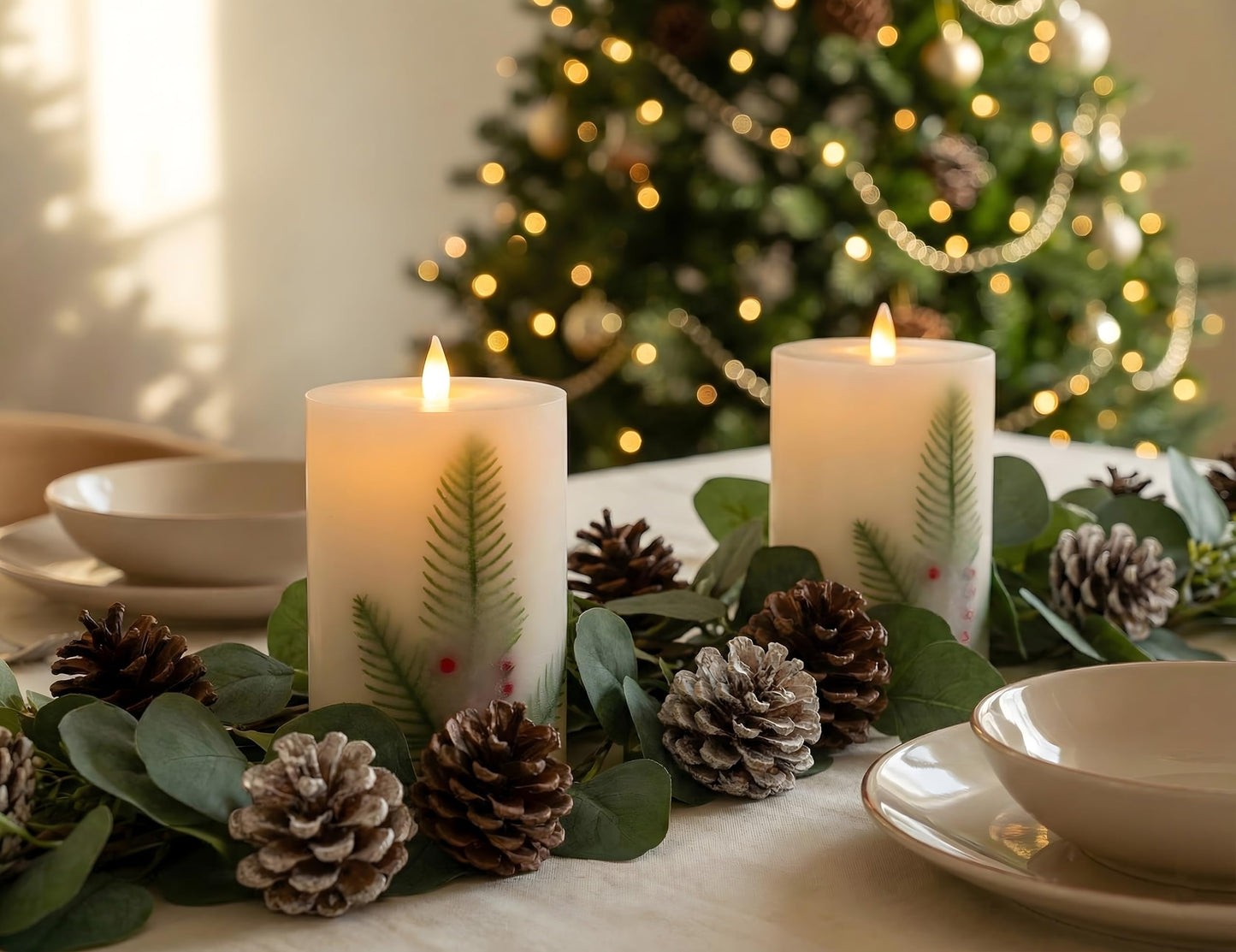 CozierGlow 4"x6" Flameless Pillar Candles, 3D Moving Flickering Flame with Remote Timer, Battery Operated LED Candles Up to 400 Hours, Real Wax Pillars for Home Decor (Berry Thicket)