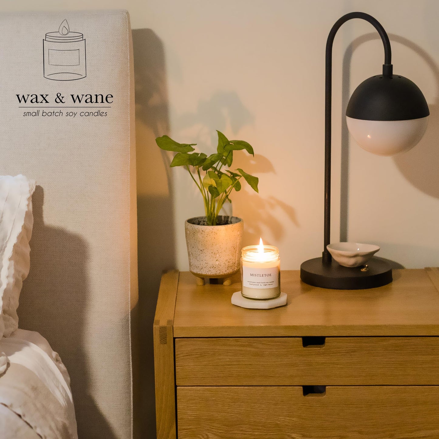 Wax & Wane Mistletoe Holiday Modern 8oz Handmade Candle For Men and Women - Long Burning 40+ Hours Candles For Home, Bedroom, and Bathroom - 100% Natural Soy Candles Made in the USA