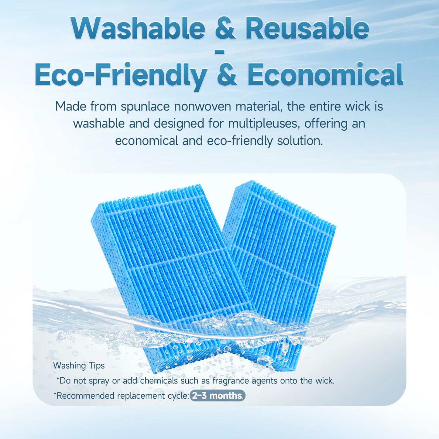Harebery 4-Pack WF813 EQWF813 Humidifier Filters, Blue Spunlace Washable Wick, Compatible with Equate EQWF813, Relion RCM-832 RCM-832N, ProCare PCCM-832N Cool Mist Humidifier