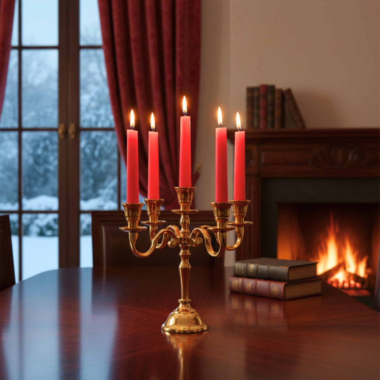 Rely+ 5 Arm Baby Candelabra Gold Glossy 8 Inch Taper Candle Holders Gothic Decorations Candlesticks Holder Home Decor Wedding Parties Centerpiece for Dining Table