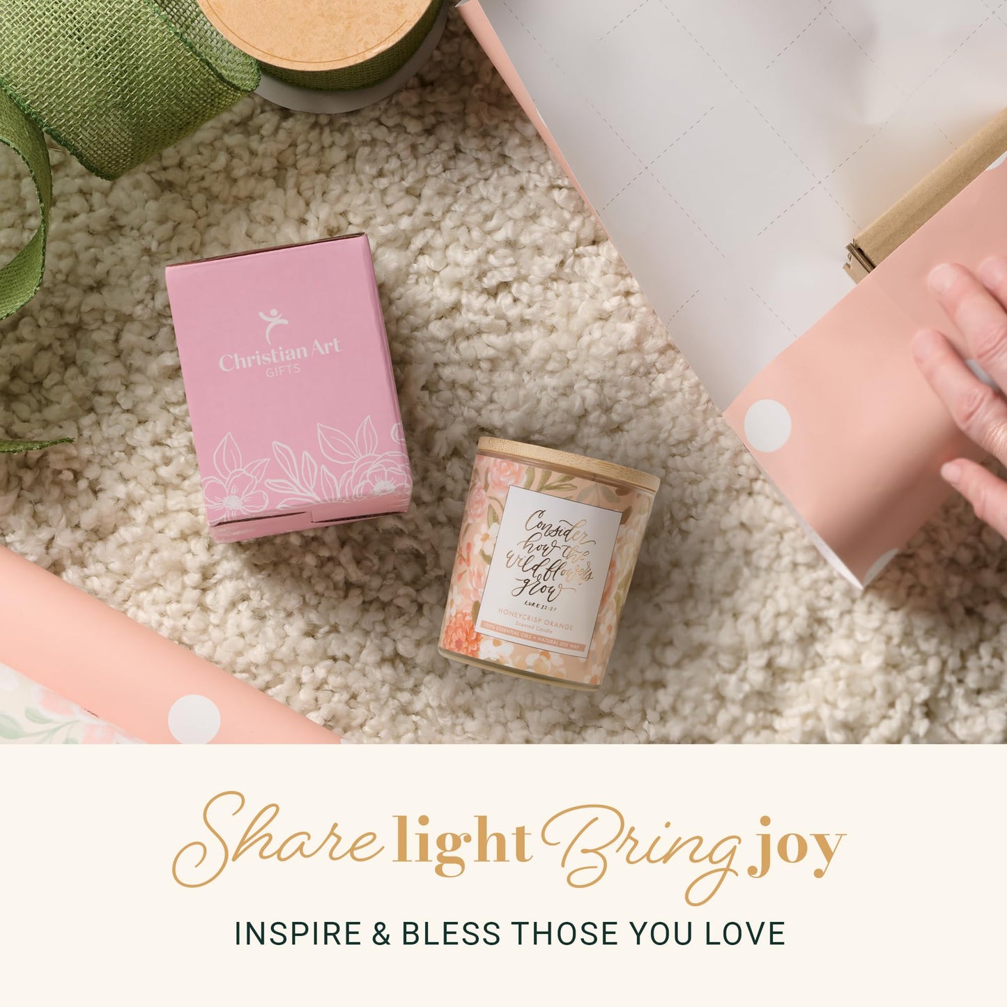 Christian Art Gifts Soy Wax Scented Candle: Honeycrisp Orange Scent, Wildflowers Grow Bible Verse, Pure Essential Oils, 4.5 oz, Up to 20 Hours Burn Time, Glass Jar w/Bamboo Lid, Encouragement Gift