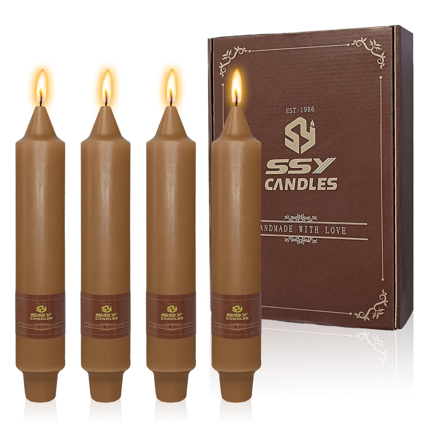 4 PCS Short Taper Candles Brown Candle Tapers Candle Sticks 7 inch for Dinner Household Wedding Party Home Décor Candles