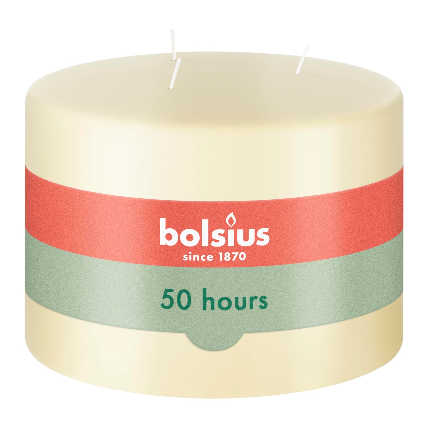 BOLSIUS 6" W x 4" H 3 Wick Pillar Candle Ivory