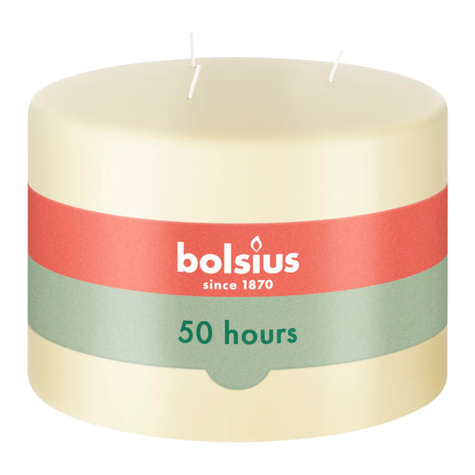 BOLSIUS 6" W x 4" H 3 Wick Pillar Candle Ivory