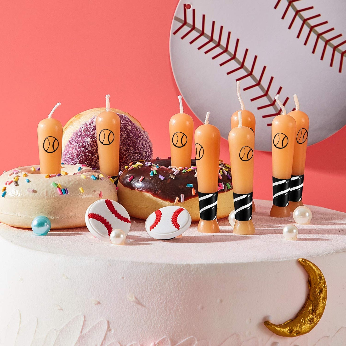 18 Pieces Baseball Bat Candle Baseball Sports Birthday Candle Baseball Cake Cupcake Candle for Birthday Baby Shower Baseball Fans Wedding Party Supply
