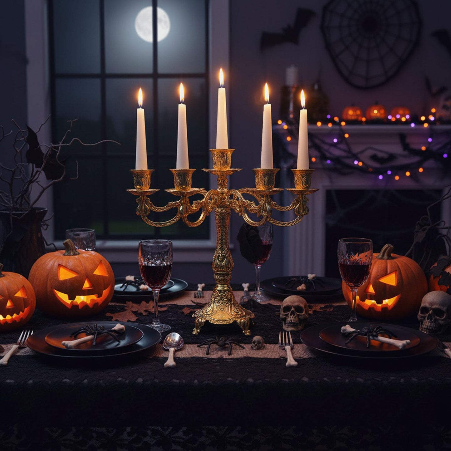 5-Candle Candelabra Metal Candlestick Holder Home Decoration for Weddings, Churches, Halloween, Christmas, Birthday, Wedding, Valentine's Day (A-Gold*2)