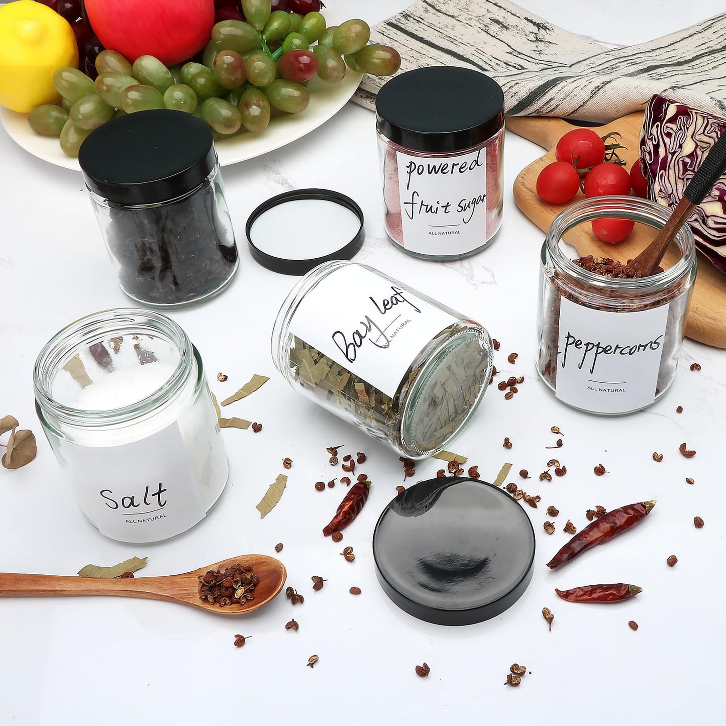 Maredash 16 Pack 8 OZ Glass Jars with Lids gift for women,Candle Jars,Glass Jar for Candles, Samples, Spices, Powders