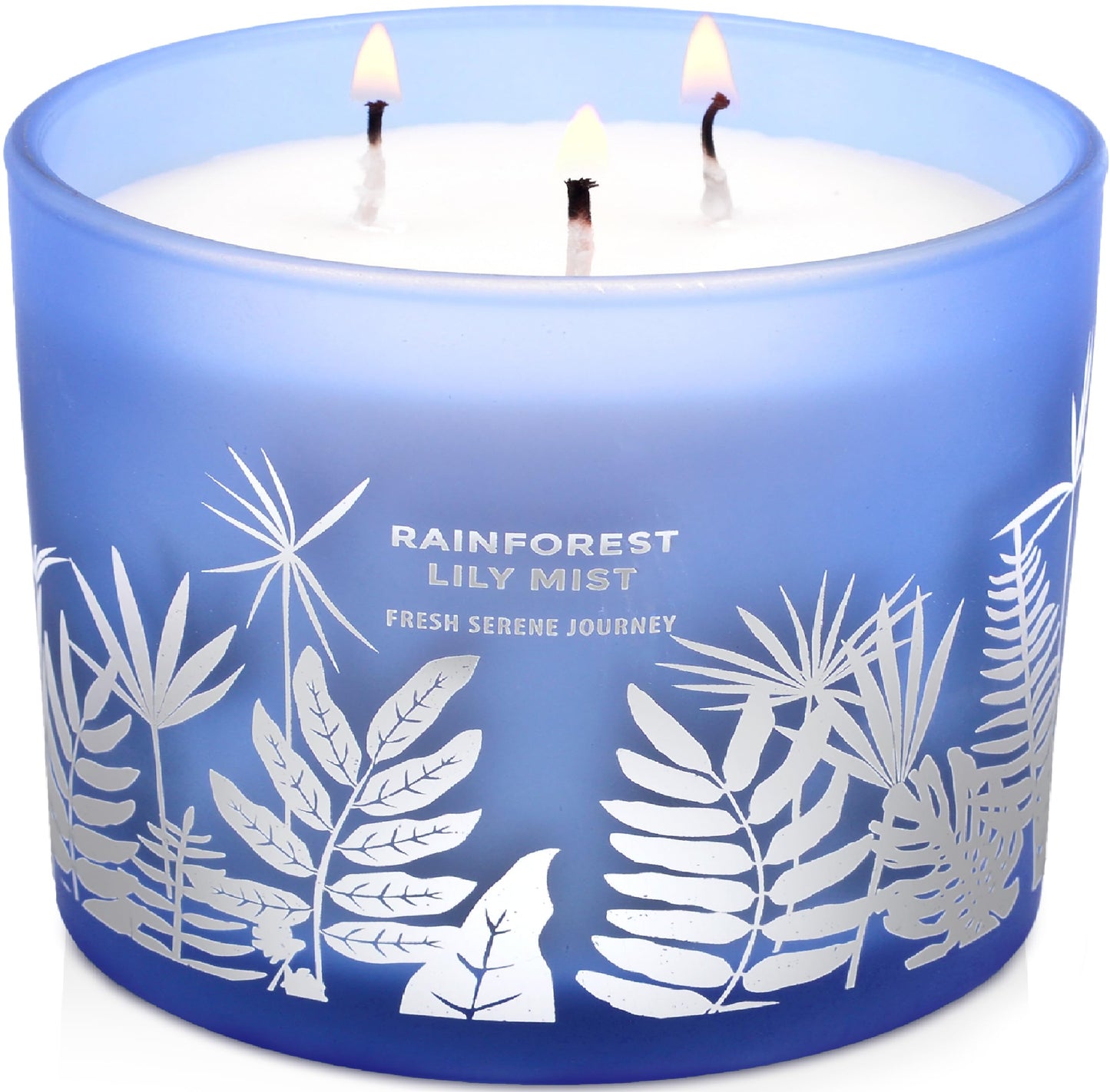 Large 3 Wick Scented Soy Candle for Home | Rainforest Lily Mist | 14.5oz Aromatherapy Spa Candle | Fresh Rain, Lily of the Valley, Jasmine & Cedarwood | Clean Burn Long Lasting | Gift for Women & Men
