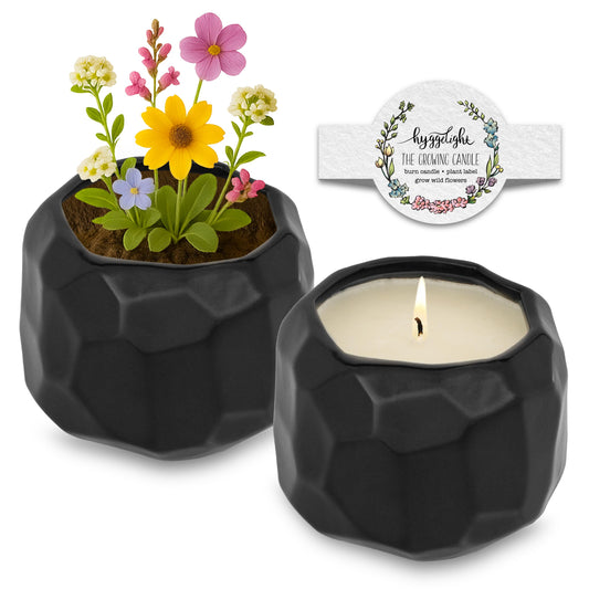 The Growing Candle, Unscented Fragrance Free Candles, 13oz Ceramic Pot, 100% Soy, Emma