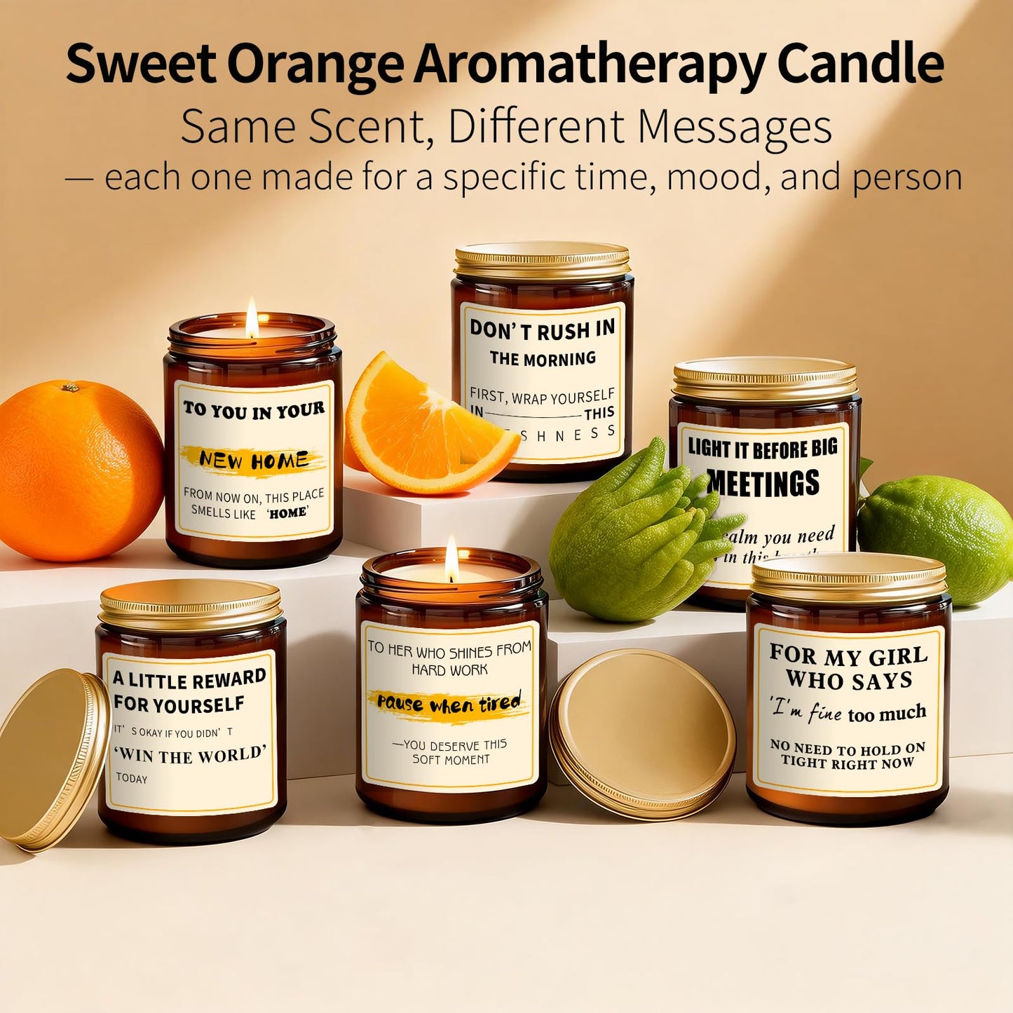Morning Orange Scented Candle - Don't Rush on Morning - Fresh Morning Candles for Women Men, 7oz Soy Candles for Home Scented - Energy Aromatherapy Candle for Relaxation Mothers Day Gifts for Mom
