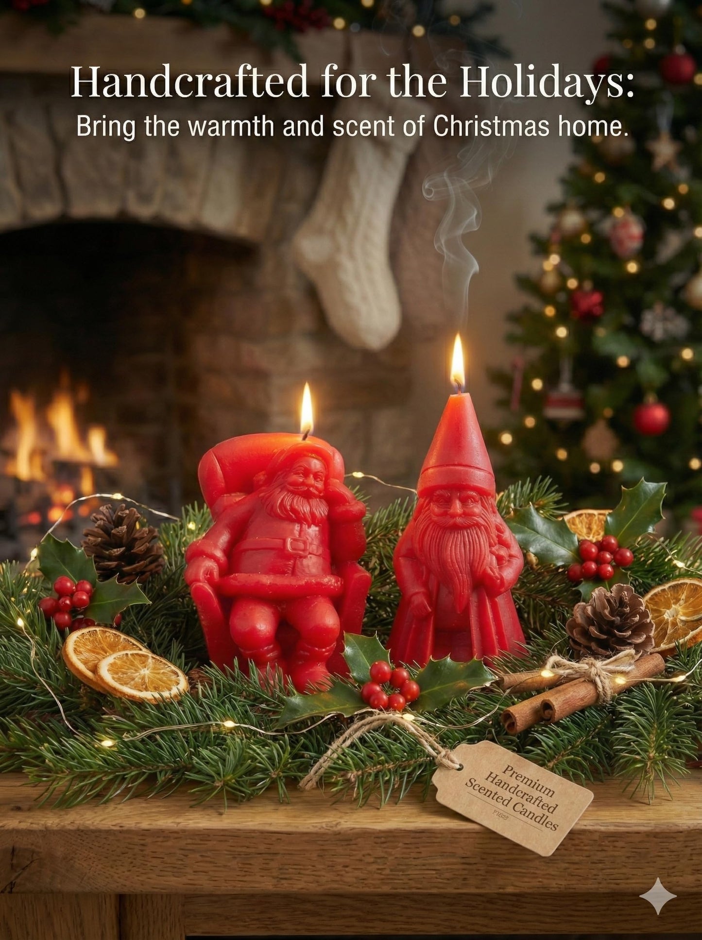 Hecate Magic Mall Christmas Candle Gift Set – 9 Highly Scented Festive Candles Including Santa, Trees, Deer, Cake & Ribbed Pillars | Luxury Holiday Gift Box with Surprise Santa Design (Pack of 1)