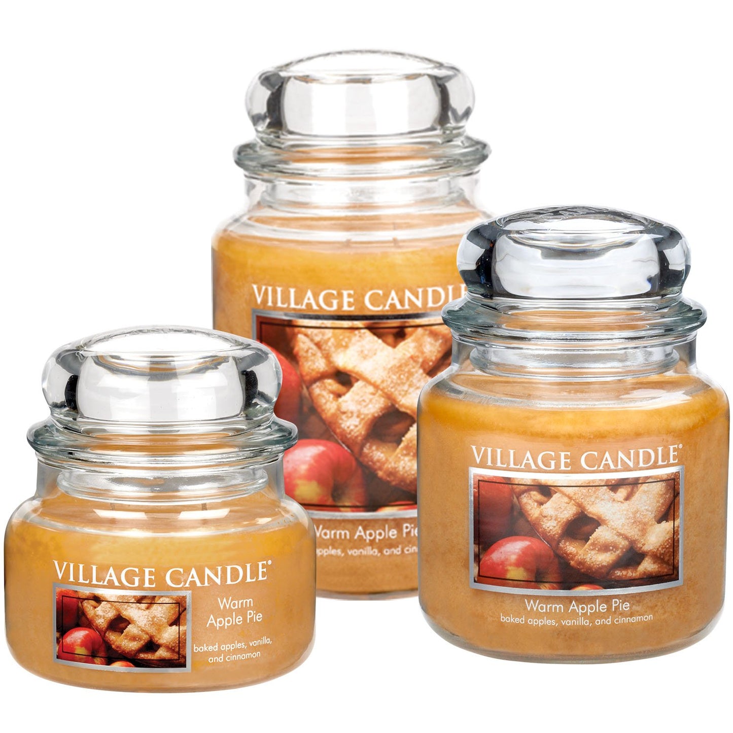 Village Candle Warm Apple Pie 16 oz Glass Jar Scented Candle, Medium, Tan