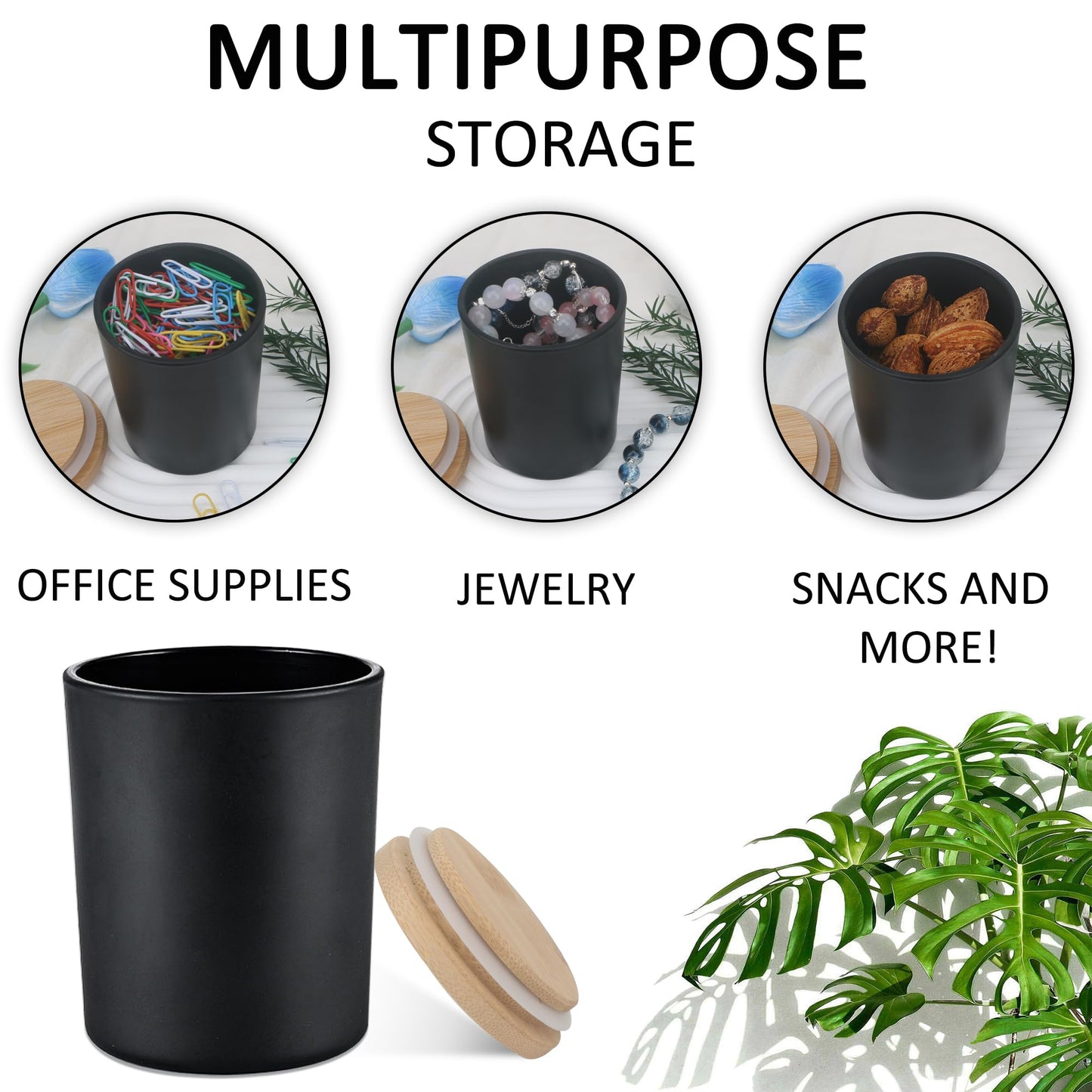 MILIVIXAY 12 Pack 7 OZ Matte Black Thick Glass Candle Jars with Lids - Bulk Empty Candle Jar for Making Candles - Spice, Powder Containers.