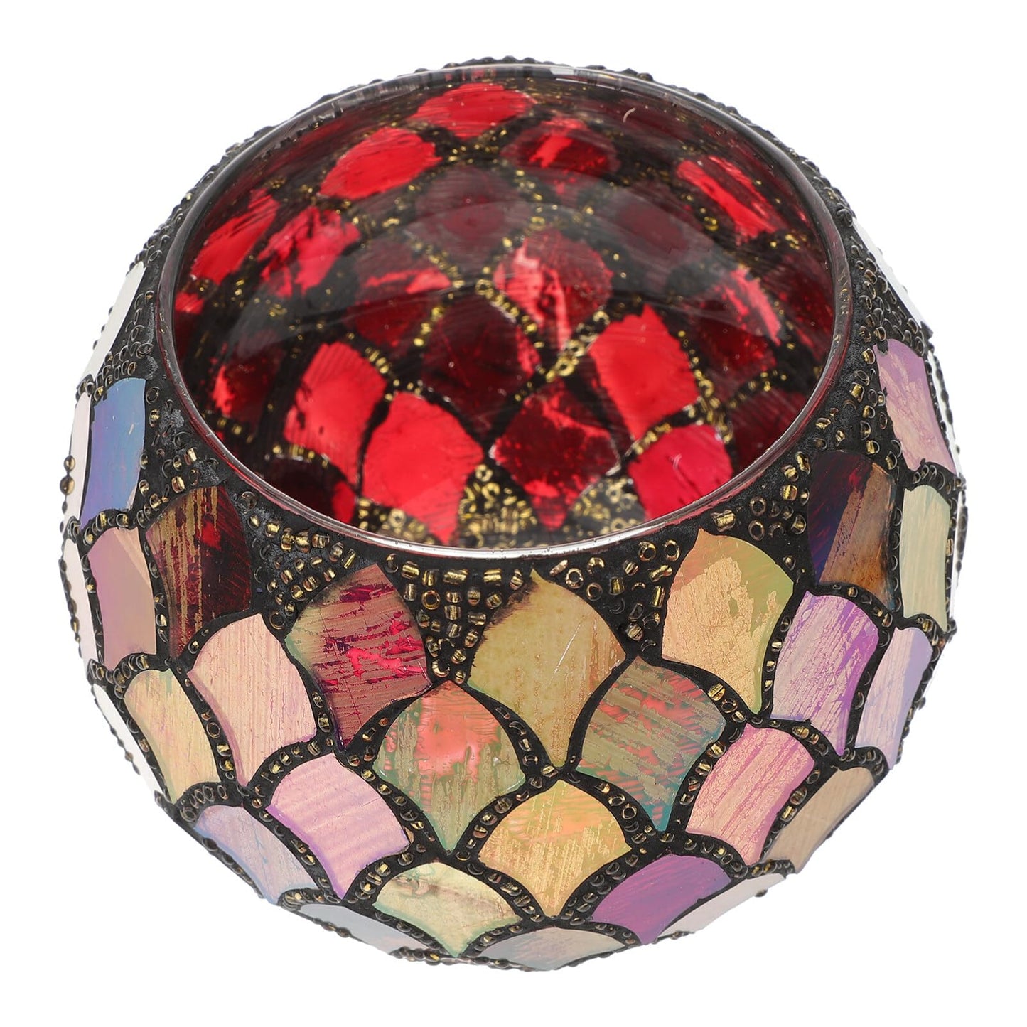 Abaodam Glass Mosaic Candle Holder 4 Inch Votive Tealight Stand Decorative Glass Bowl for Home Wedding Party Table Centerpiece