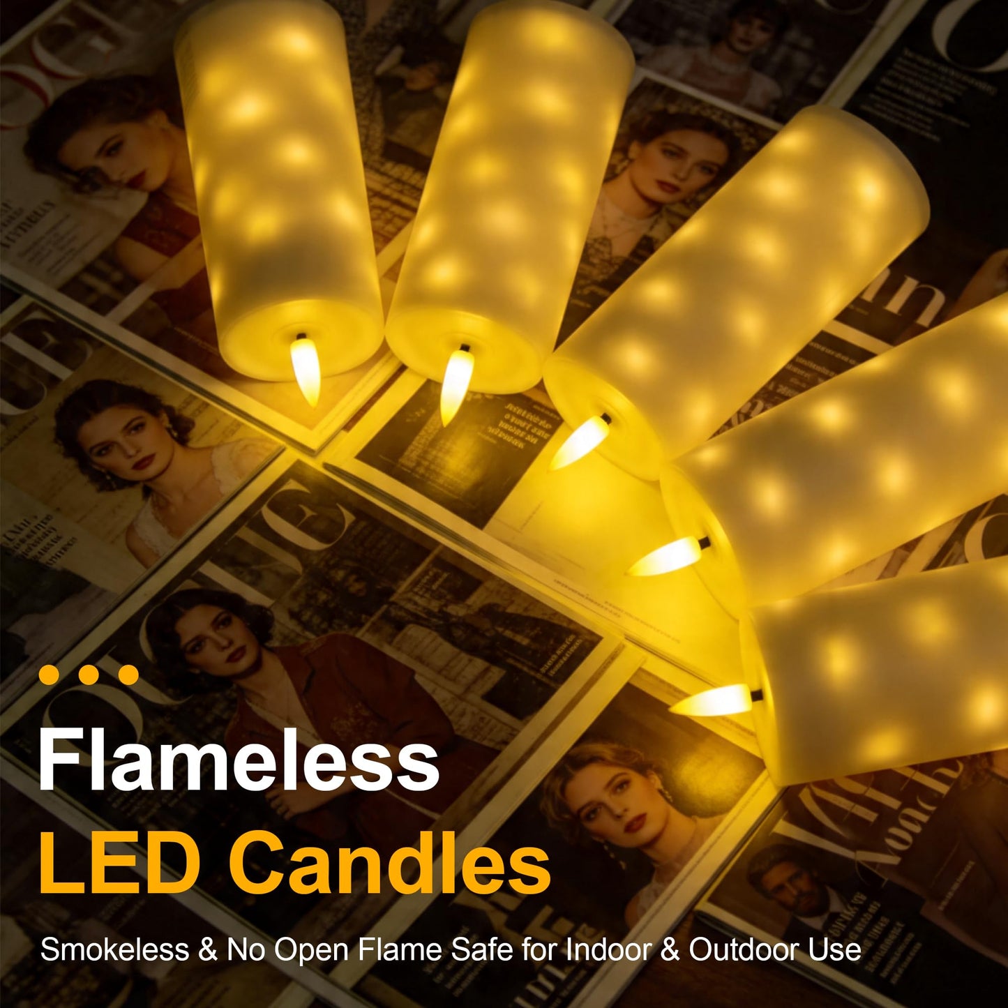 Goyuon Flameless LED Candles 5 Pack with Timer Remote, Embedded Star String Lights, Battery Operated Flickering Candles for Home Wedding Bedroom Living Room and Festival Decorate
