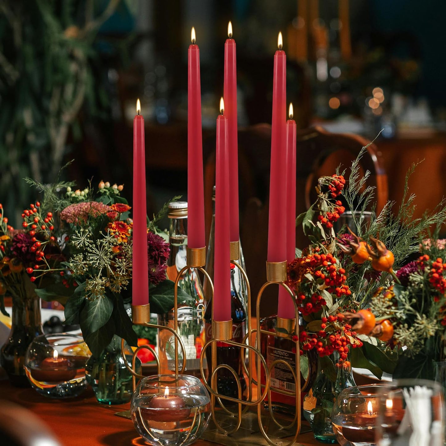 24Pack Red Taper Candles-10 Inch Dripless, Unscented Dinner Candle- Smokeless and Dripless, Long Burning time, Paraffin Wax with Cotton Wicks for Home Décor,Christmas, Wedding, Party,Candlesticks