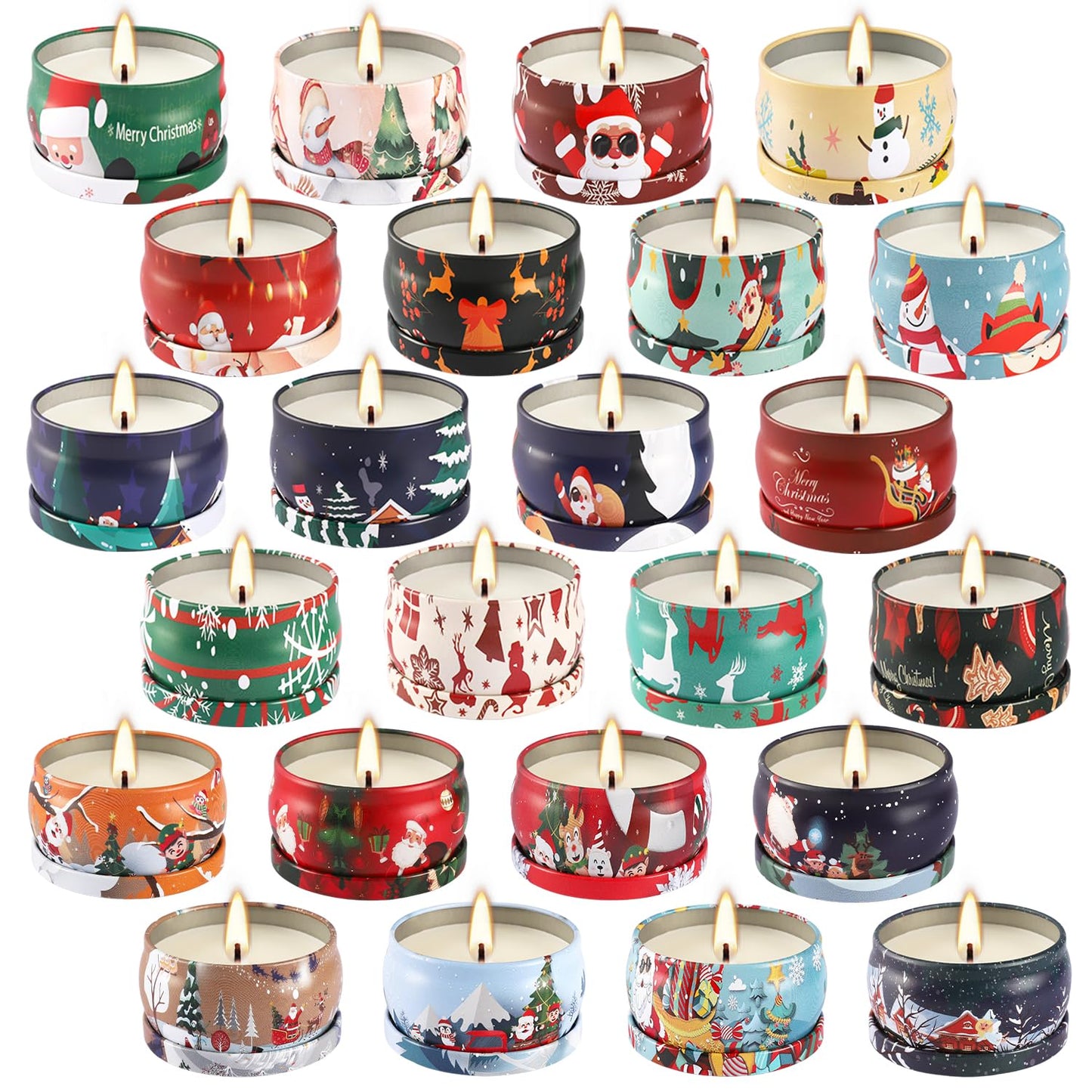 24 Pack Christmas Scented Candles - Natural Soy Wax Advent Candles, Smokeless Clean Burning with Cotton Wick, 2.5oz Mini Jar Candles for Holiday Gifts, Home Decor & Christmas Party Favors