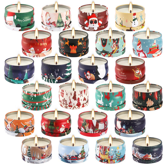 24 Pack Christmas Scented Candles - Natural Soy Wax Advent Candles, Smokeless Clean Burning with Cotton Wick, 2.5oz Mini Jar Candles for Holiday Gifts, Home Decor & Christmas Party Favors