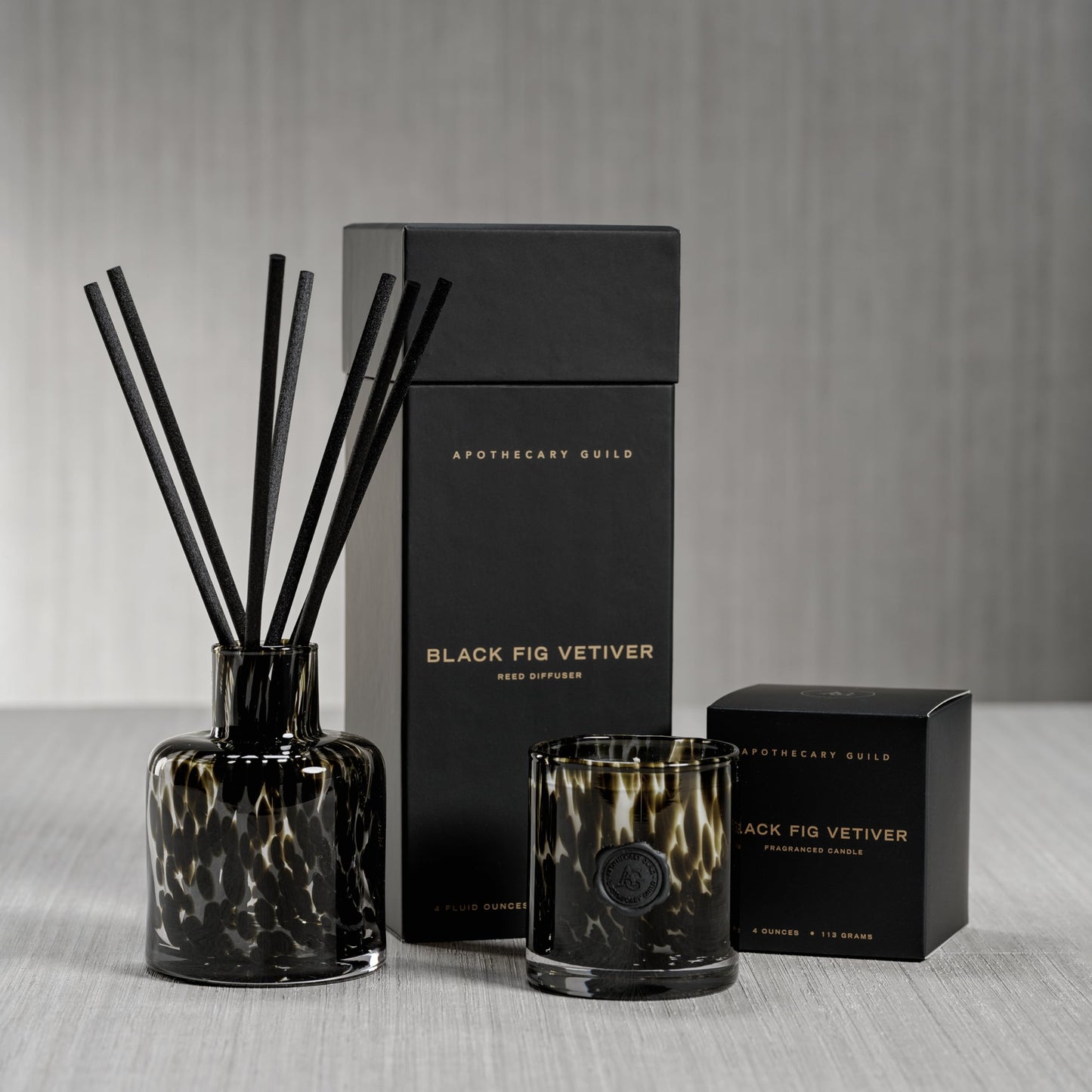 Zodax Apothecary Guild Scented Opal Glass Jar Candle in Gift Box - 4 oz - Black Fig Vetiver