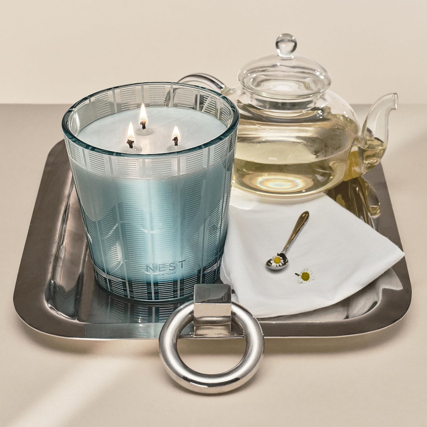 NEST New York Scented 3-Wick Candle, Driftwood & Chamomile - 21.2 oz, Pack of 2 - Up to 100-Hour Burn Time - Reusable Glass Vessel