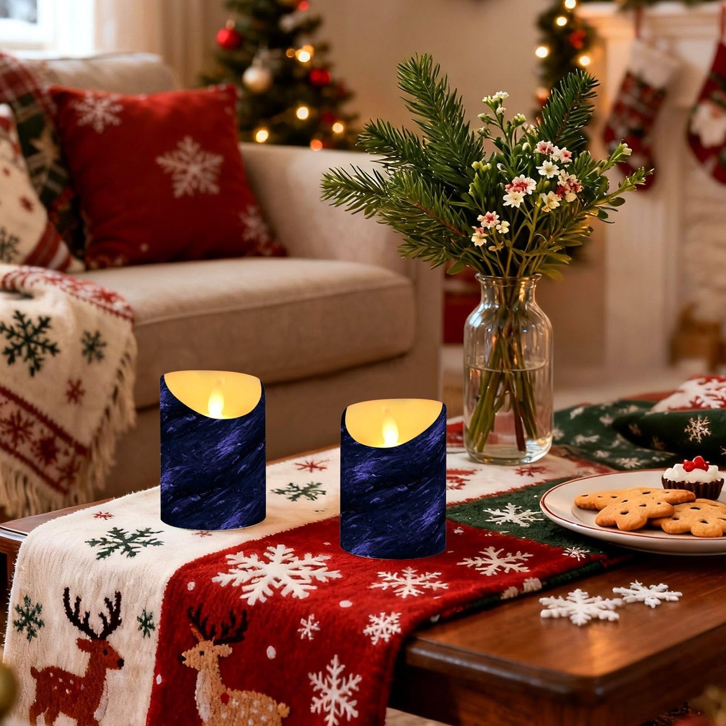 Gravopti Abstract Texture 2 Pack Flameless LED Pillar Candles with Remote & Timer, Battery Operated, Flickering Wax Candle for Wedding, Romantic Home & Party Decor