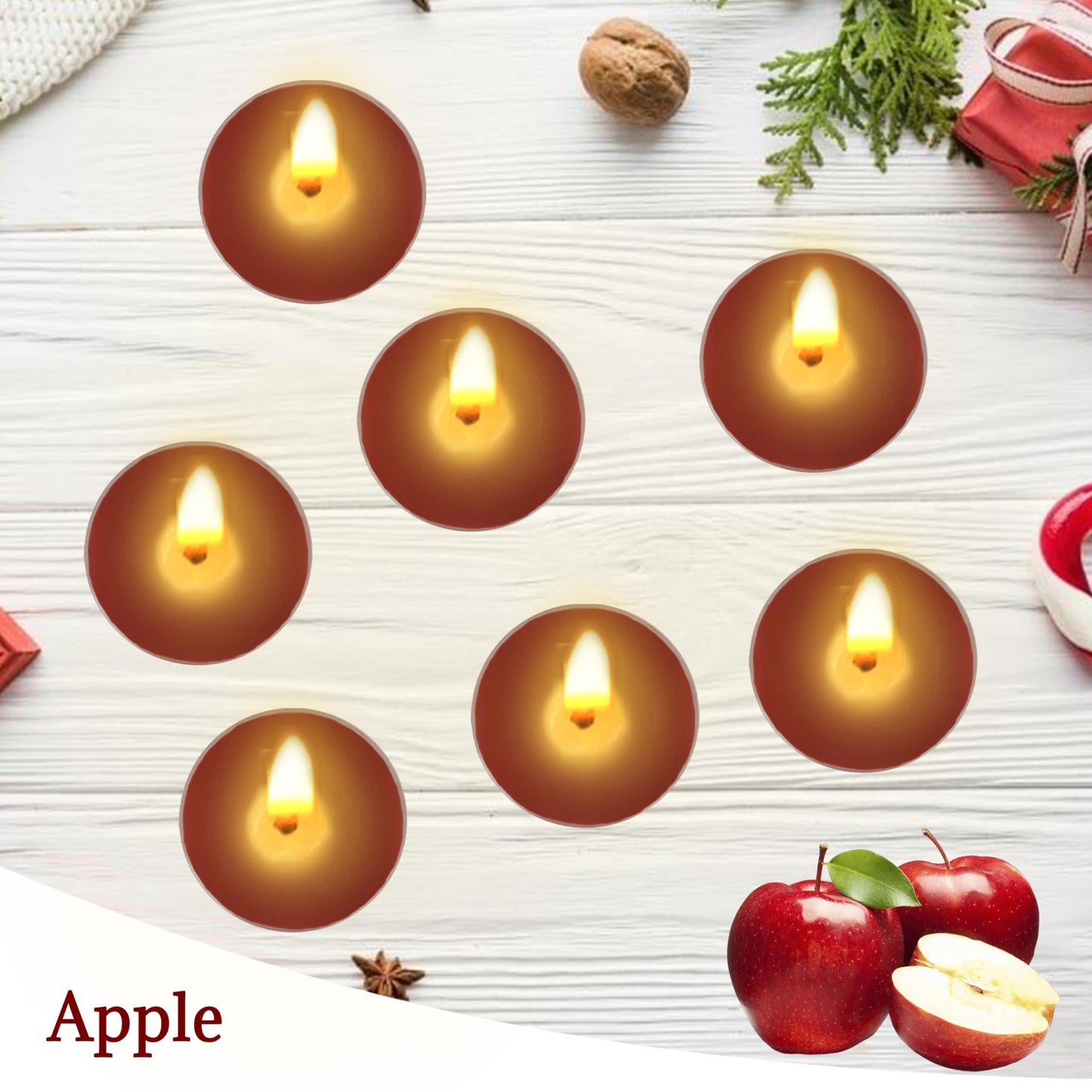 Christmas Red Scented Tealight 12 Pack Round Apple Scented Tealight Candles 4 Hour Burn Time Tea Candles for Holiday Christmas Halloween Thanksgiving Valentine's Day Scents, Gifts for Woman