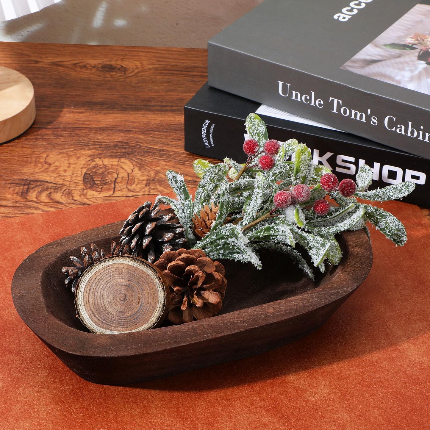 Molain 8 Pack Wooden Dough Bowls, Solid Rustic Wood Bowls for Candle Centerpiece Handcrafted Decorative Bowl Farmhouse Decor Wedding DIY Table Display 9.3x5.5x1.96in