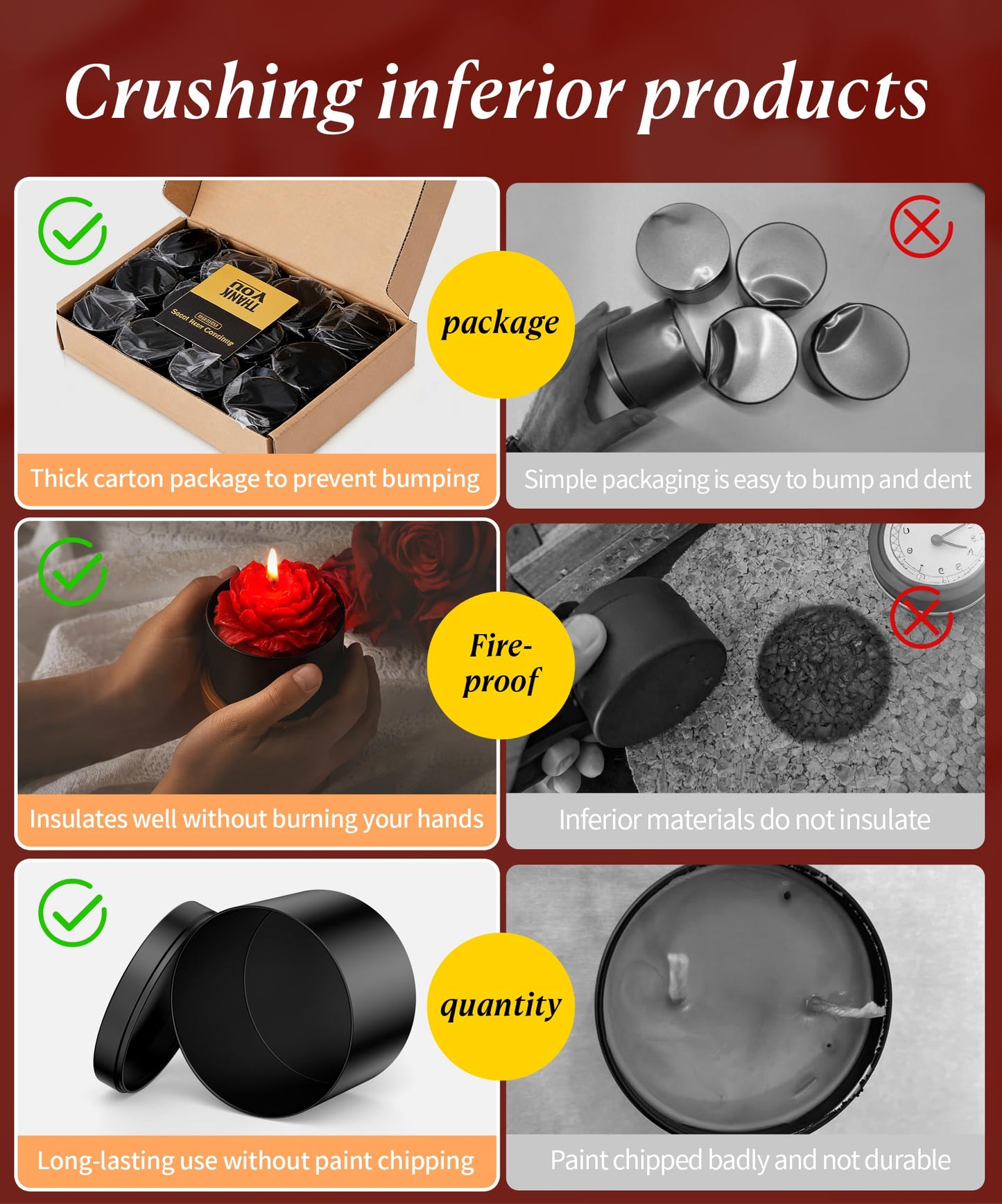 MGLIFEUL Candle Tins Jars Container Vessels for Making 4 8 Oz Black Empty Candle Tins Can Gift Box Packaging Plate with Lids Wax Container Bulk Making DIY Candle Supplies Accessories(Black,4oz,12pcs)