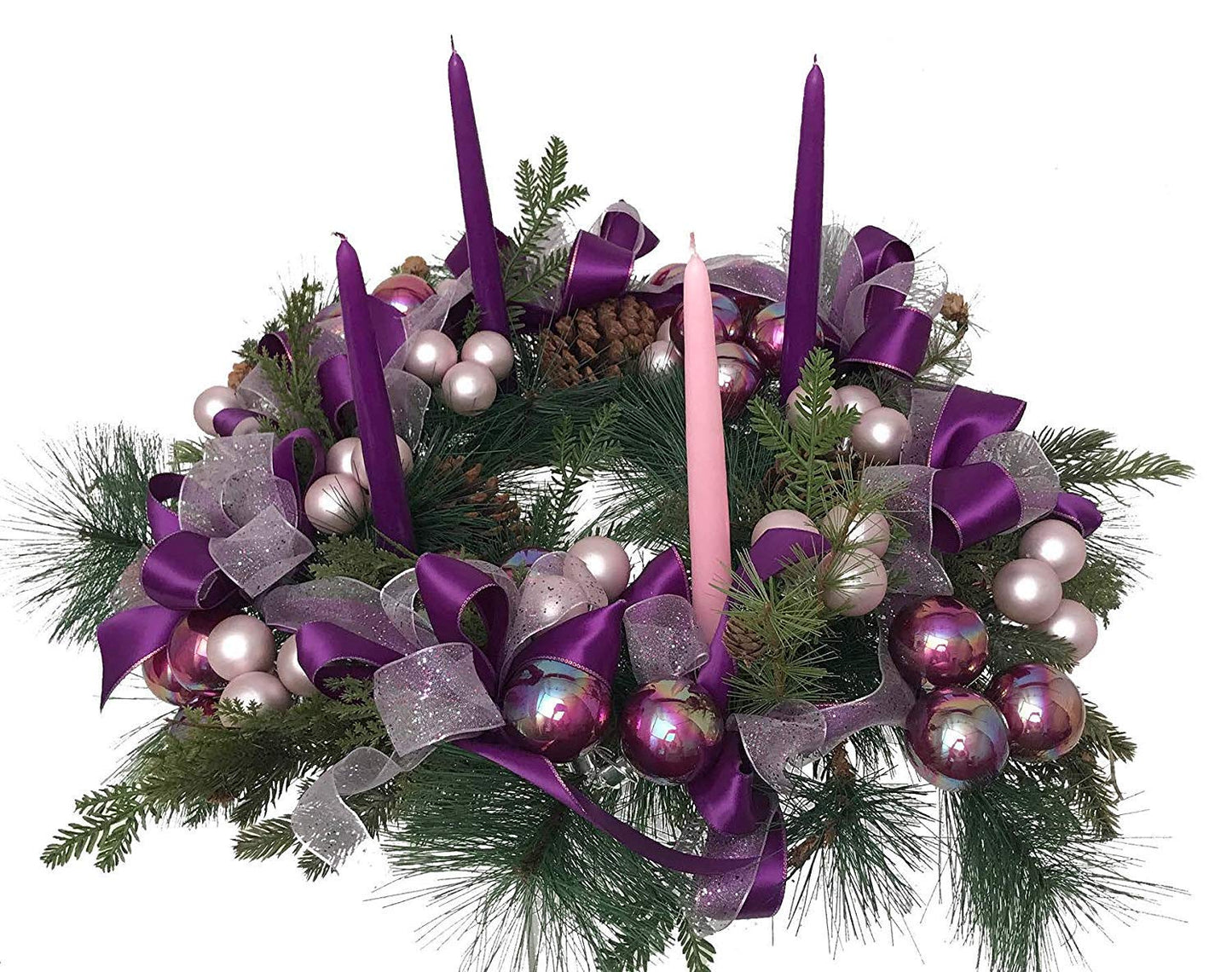 D'light Online Pack of 4 Christmas Advent Taper Candles - 3 Purple Taper Candles, 1 Pink Tapered Candle - Candlesticks for Advent Rings, Advent Wreaths, Church Decoration (10 Inch, Advent)