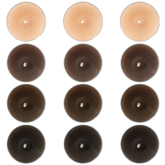 Gradient Brown Tealight Candle Coffee Scented Tealight Candles 12 Pack Hand Poured Smokeless 4 Hour Clean Burning Round Tea Lights for Morning Coffee Ritual Breakfast Table Kitchen Counter